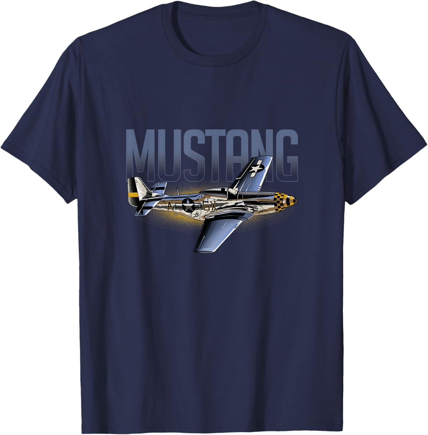 American Classics P51 Mustang World War II Military Airplane T-Shirt - T-Shirt | Navy