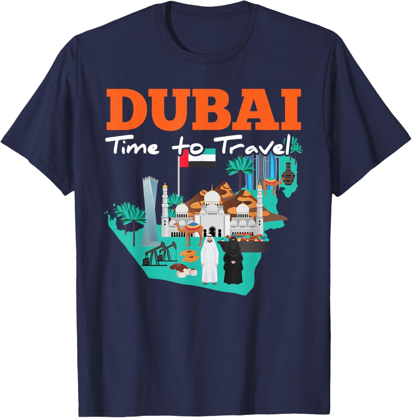 Dubai Time To Travel T-Shirt - T-Shirt | Navy