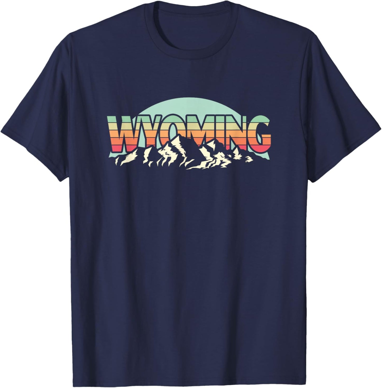 American State Wyoming - Vintage Mountain Nature Hiking T-Shirt - T-Shirt | Navy