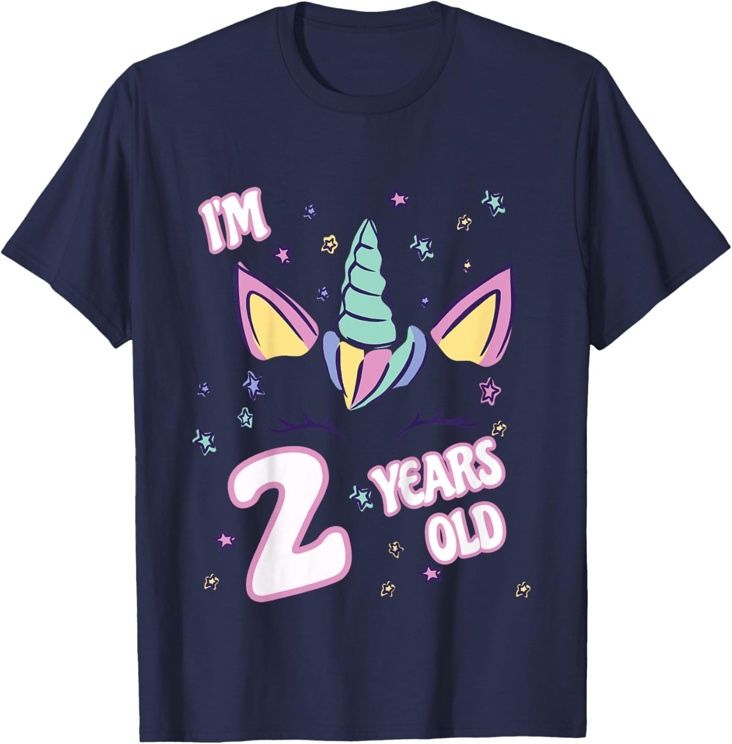 Unicorn 2nd birthday i'm 2 years old girl unicorn design T-Shirt - T-Shirt | Navy