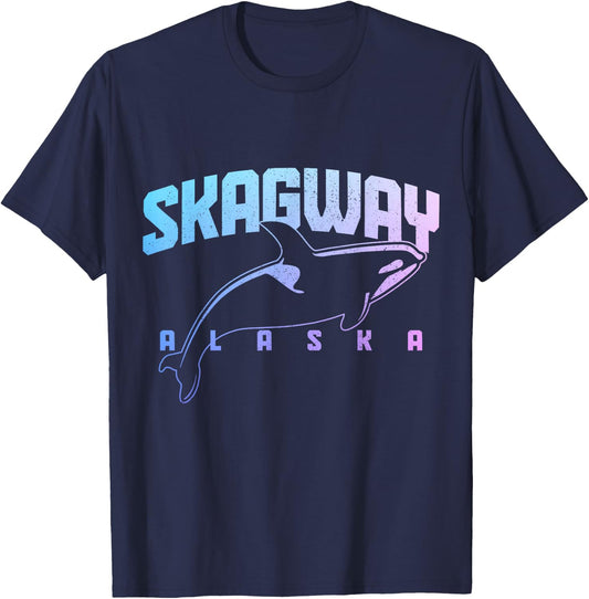 Skagway Alaska Orca Whales Souvenir Pride Vintage T-Shirt - T-Shirt | Navy