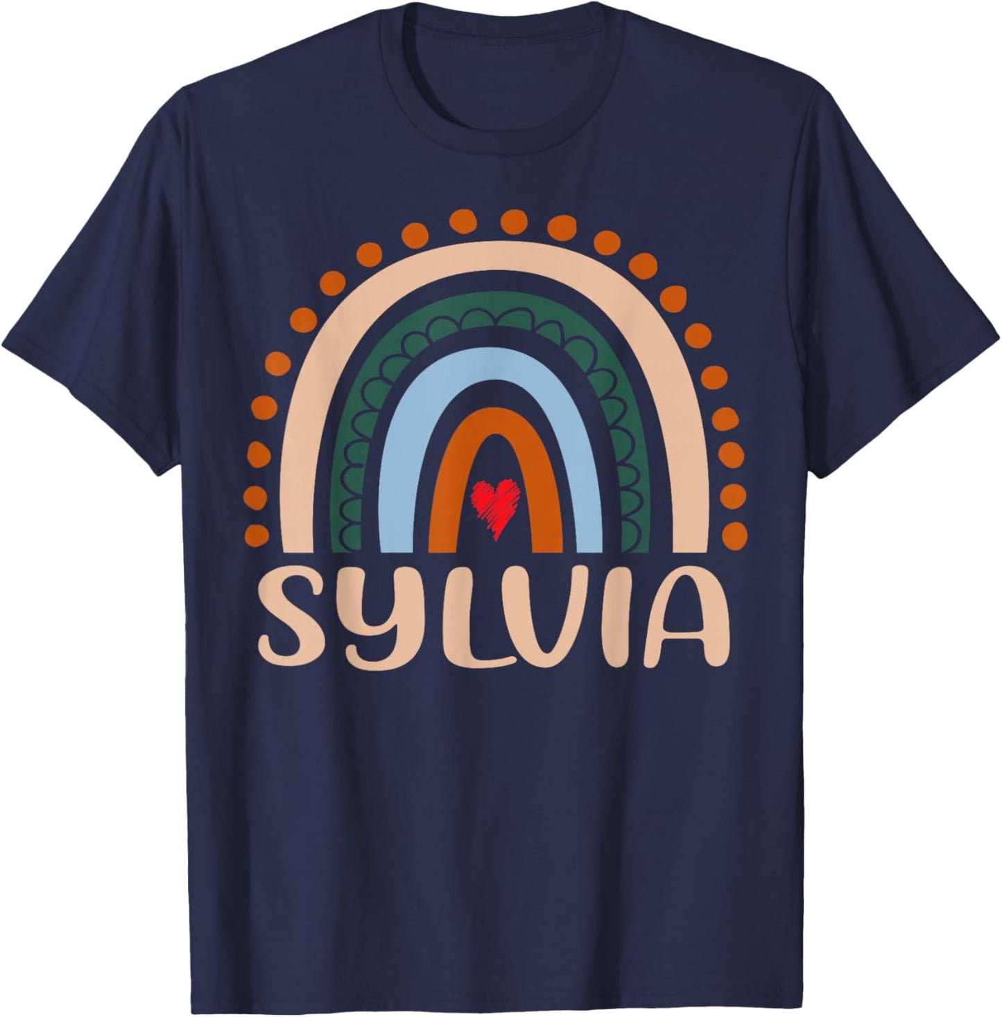 Sylvia Name Personalized Funny Women Rainbow Sylvia T-Shirt - T-Shirt | Navy