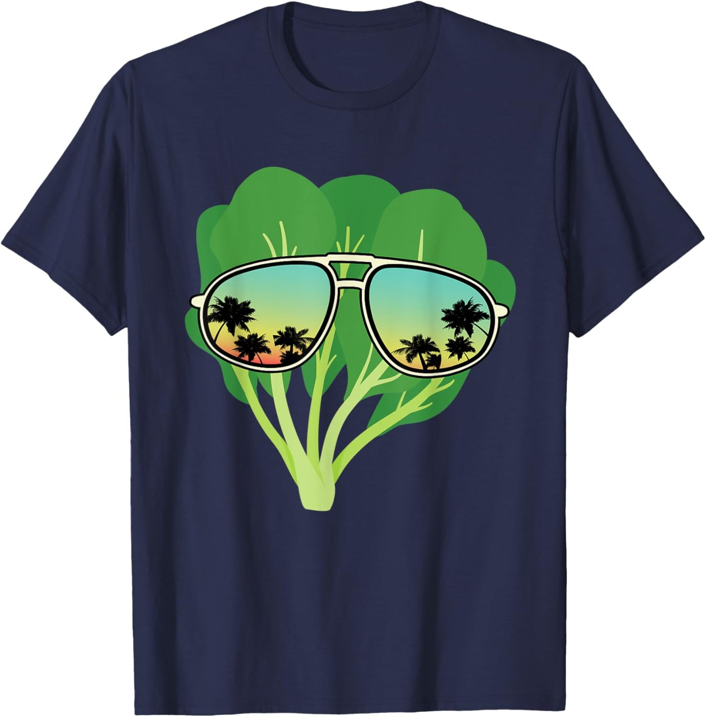Funny Spinach With Sunglasses Outfit Love Healthy Food T-Shirt - T-Shirt | Navy