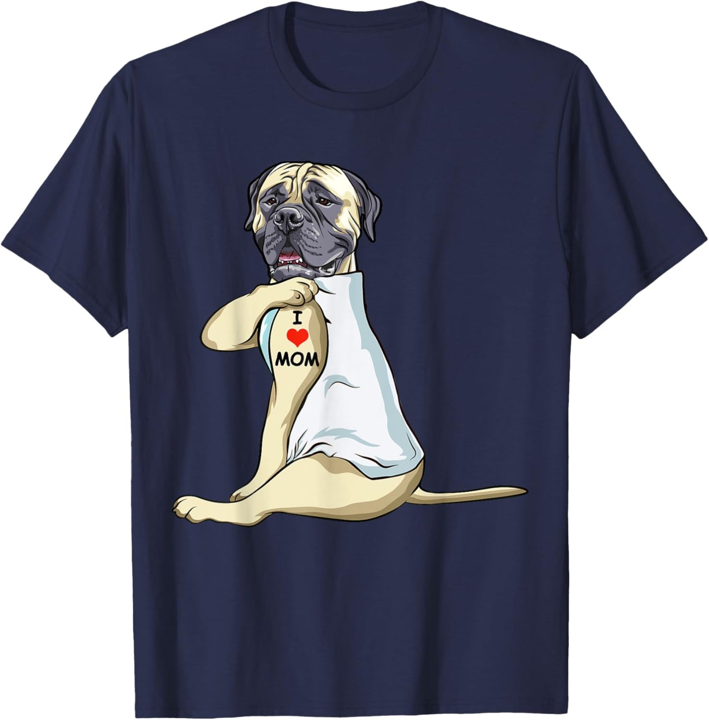 I Love Mom Tattoo English Mastiff Mom Dog Lover Women T-Shirt - T-Shirt | Navy