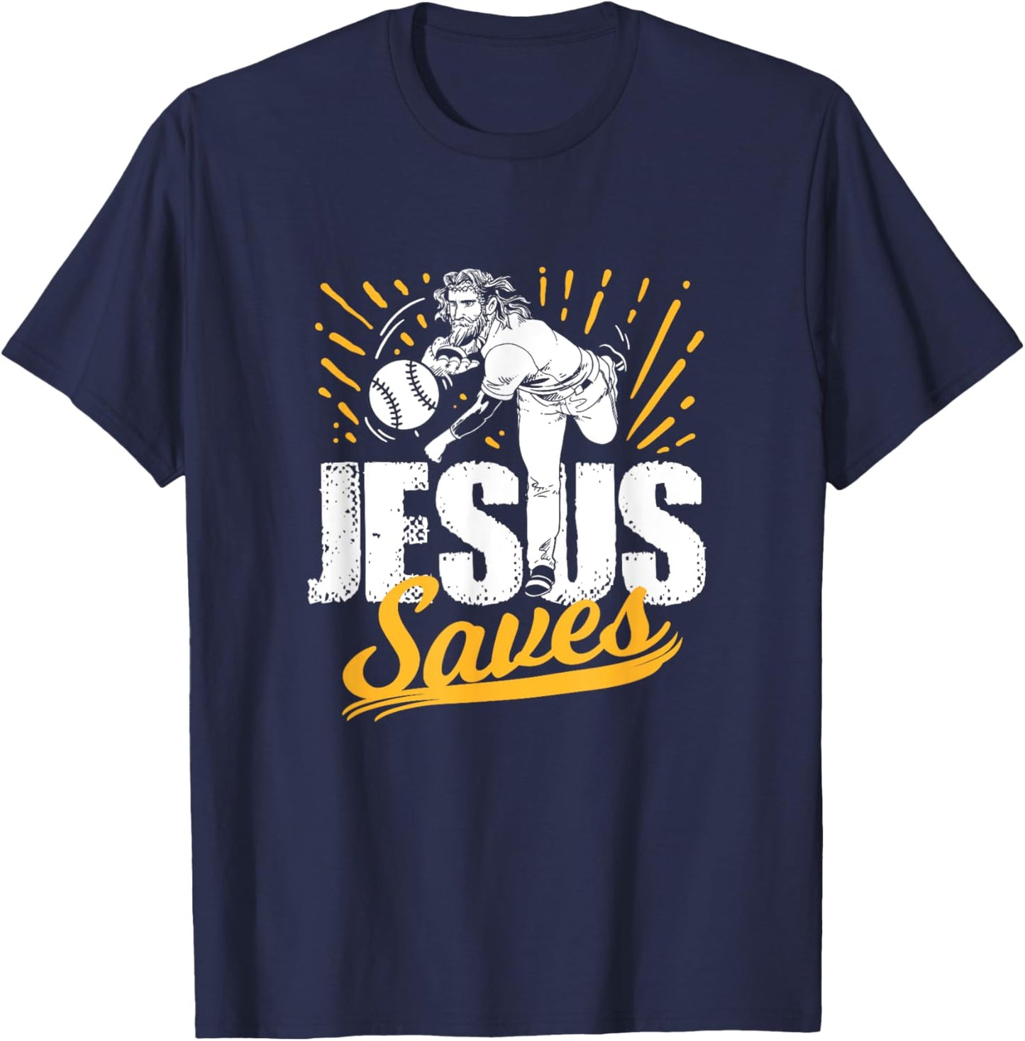 Jesus Saves Baseball Artwork T-Shirt - T-Shirt | Navy