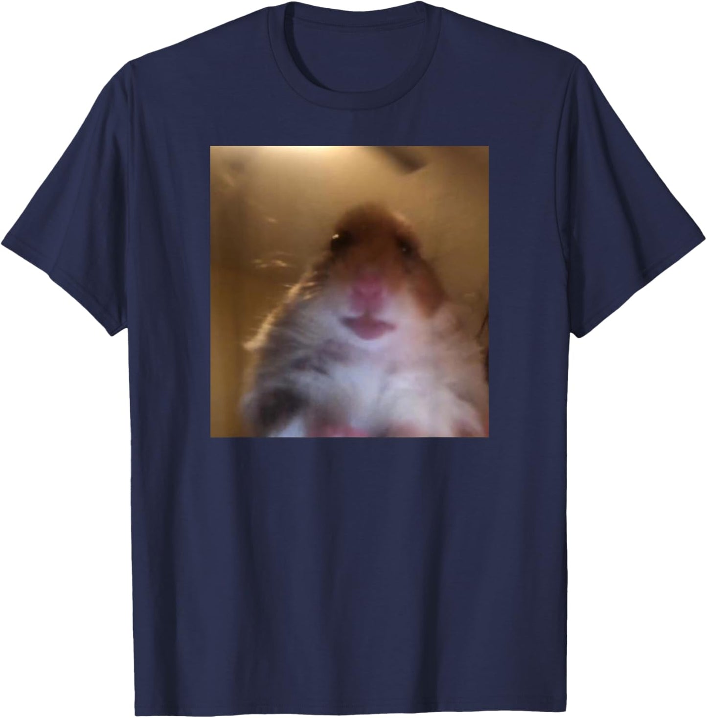 Hamster stares into the front camera I Internet Hamster Meme T-Shirt - T-Shirt | Navy
