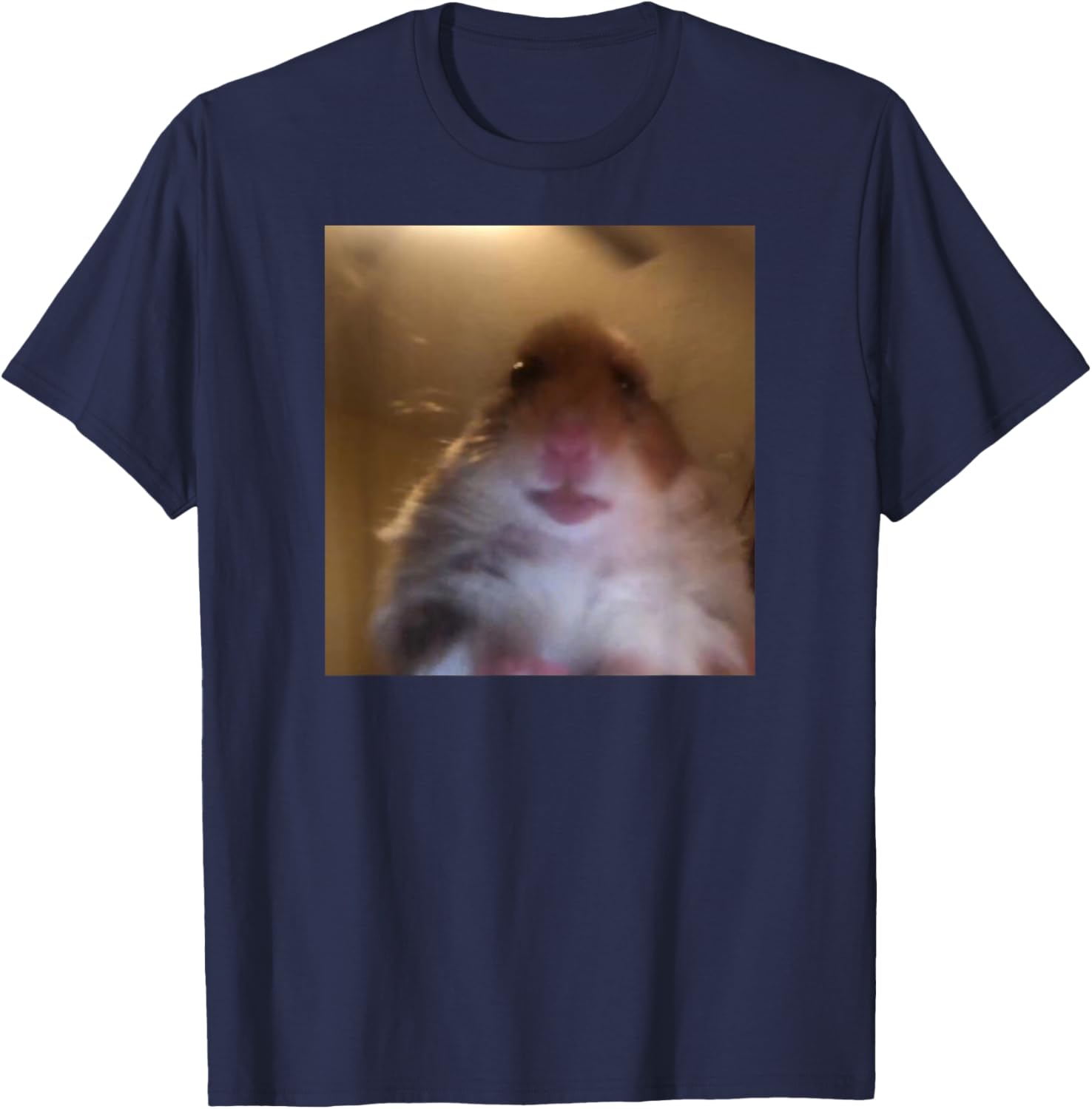 Hamster stares into the front camera I Internet Hamster Meme T-Shirt - T-Shirt | Navy