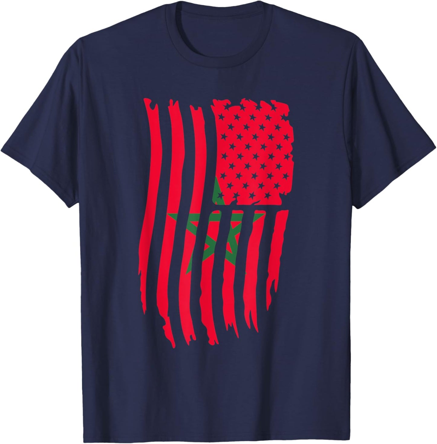Moorish American Morocco Flag Moroccan Soccer Supporter T-Shirt - T-Shirt | Navy