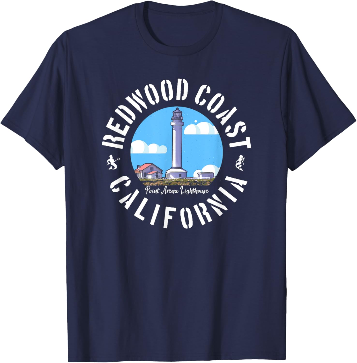 Redwood Coast California Point Arena Lighthouse History T-Shirt - T-Shirt | Navy
