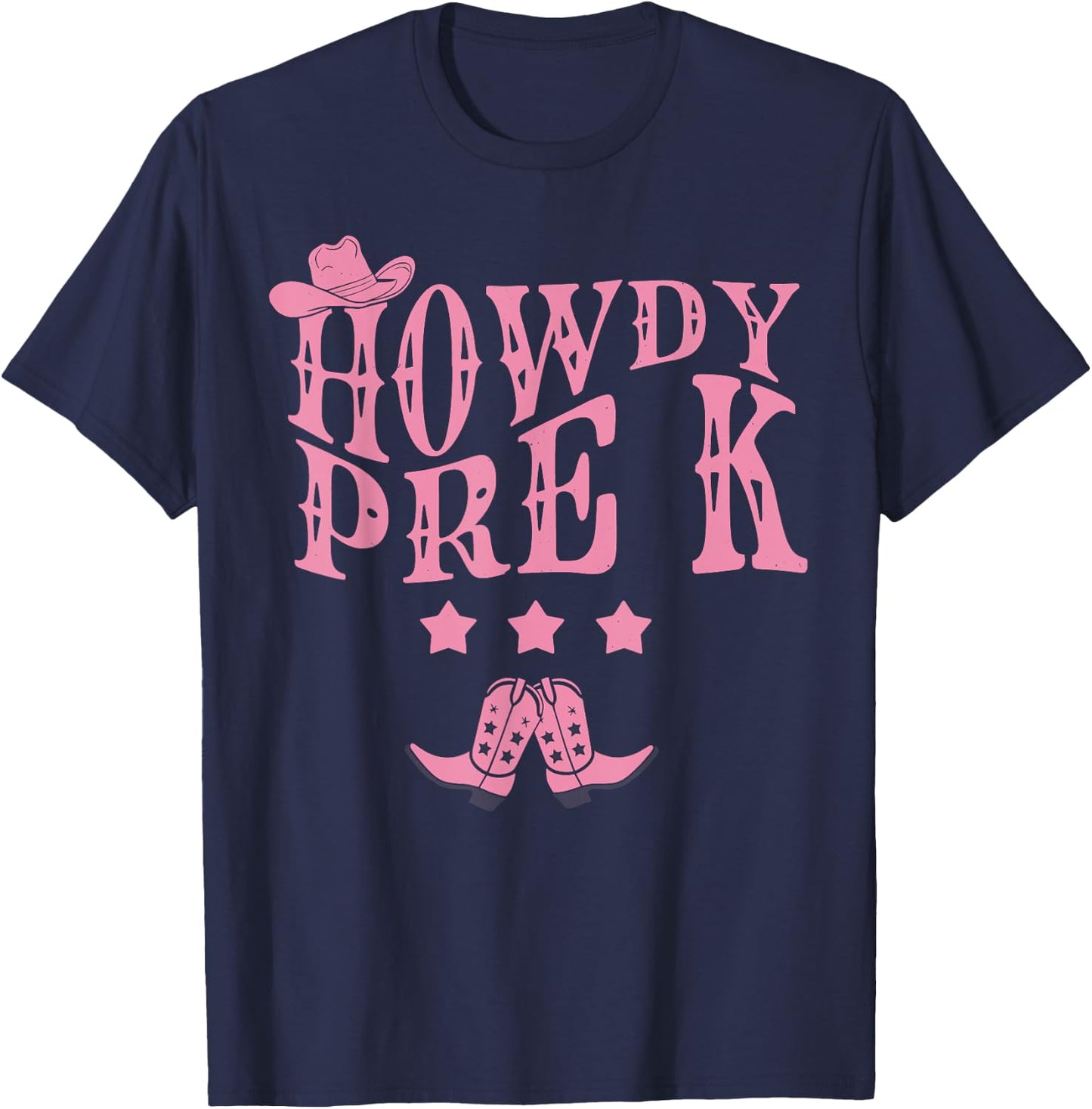 Howdy Pre-K Teacher Kids Parents Cowboy Cowgirl Boy Girl T-Shirt - T-Shirt | Navy
