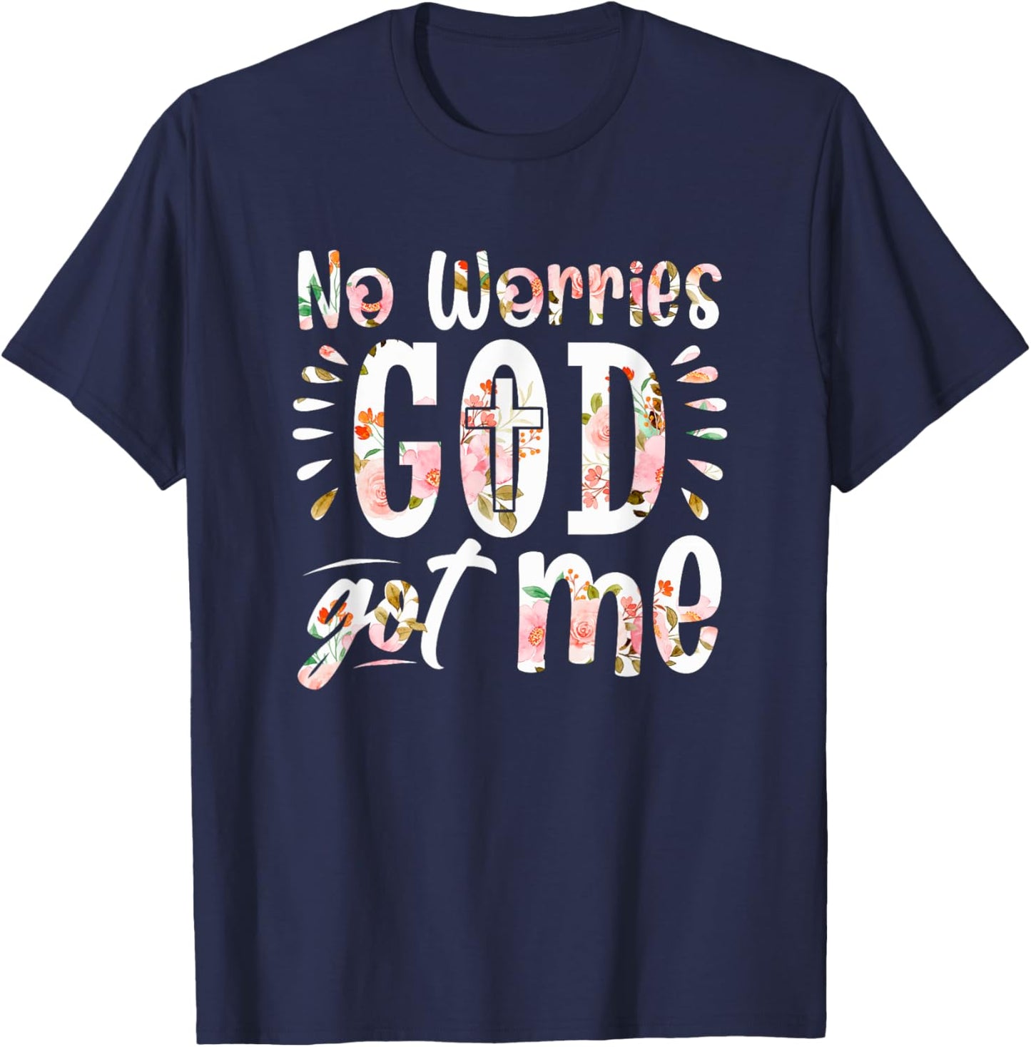 No Worries, God-Got Me African American Christian T-Shirt - T-Shirt | Navy