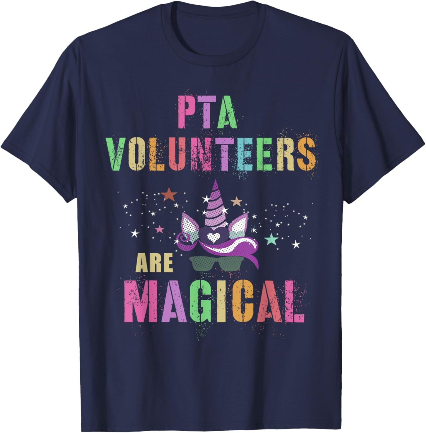 Funny PTA VOLUNTEERS ARE MAGICAL I'm Unicorn School Squad T-Shirt - T-Shirt | Navy