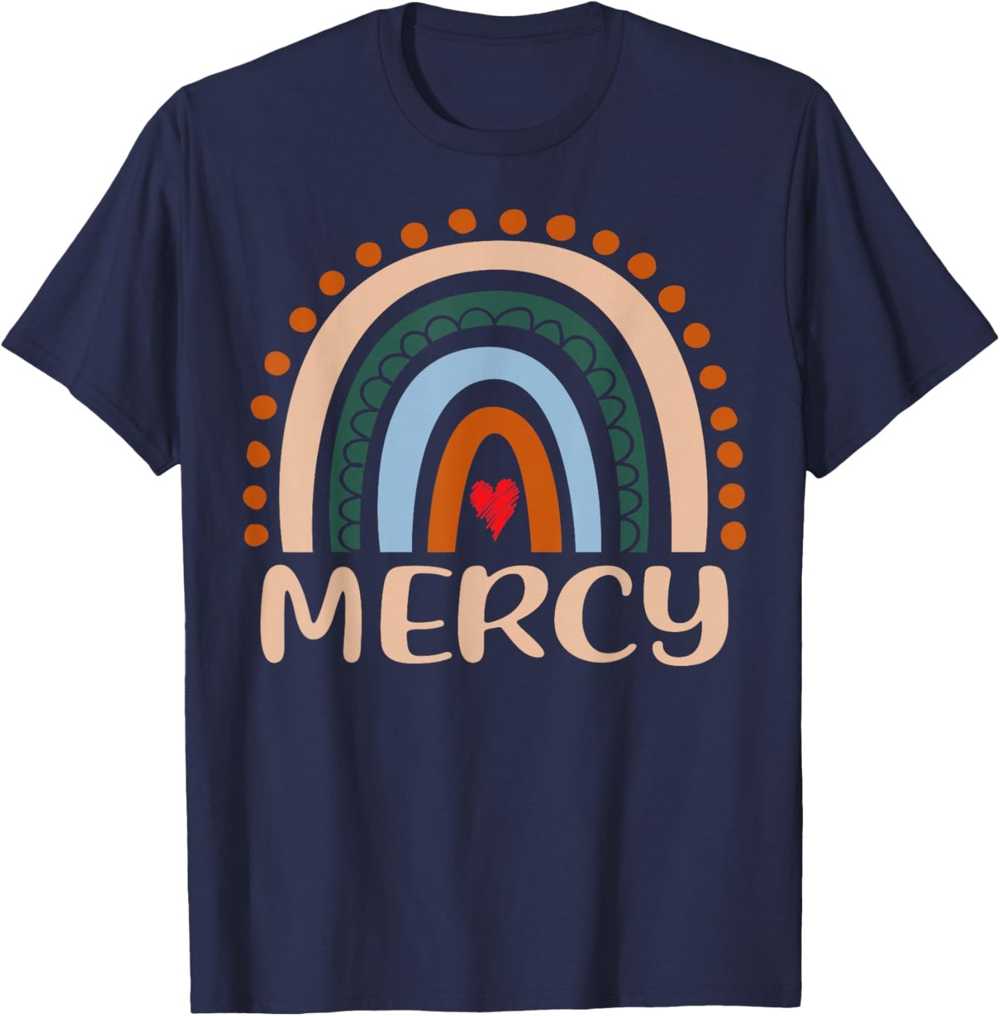 Mercy Name Personalized Funny Women Rainbow Mercy T-Shirt - T-Shirt | Navy
