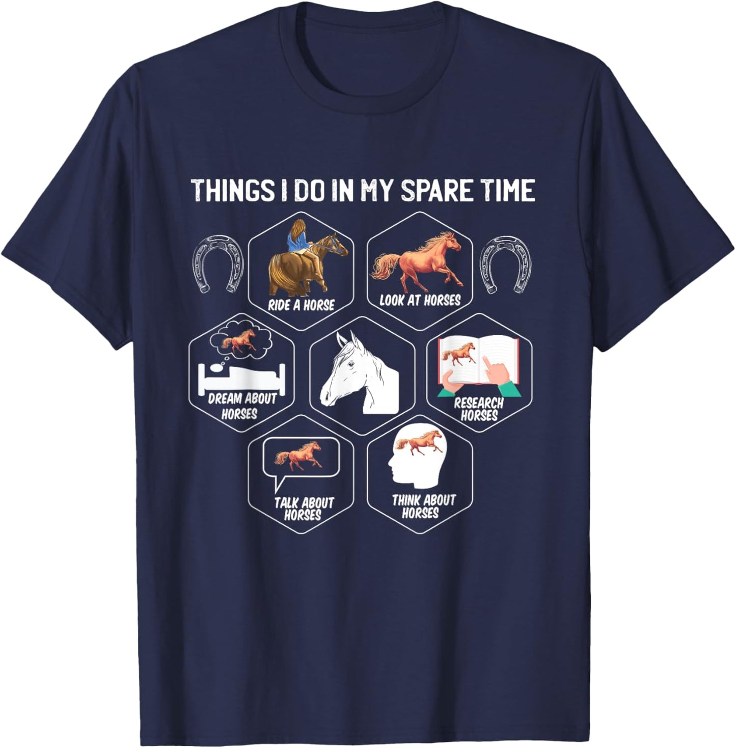 Horse Shirts Girls Things I Do In My Spare Time T-Shirt - T-Shirt | Navy