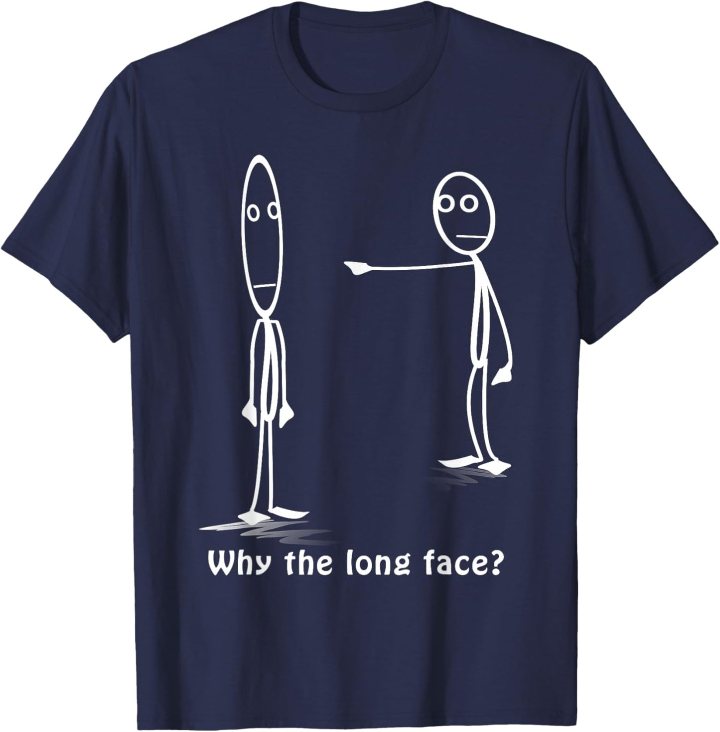 Funny Why The Long Face? Stickman Costume - Stick Figure T-Shirt - T-Shirt | Navy