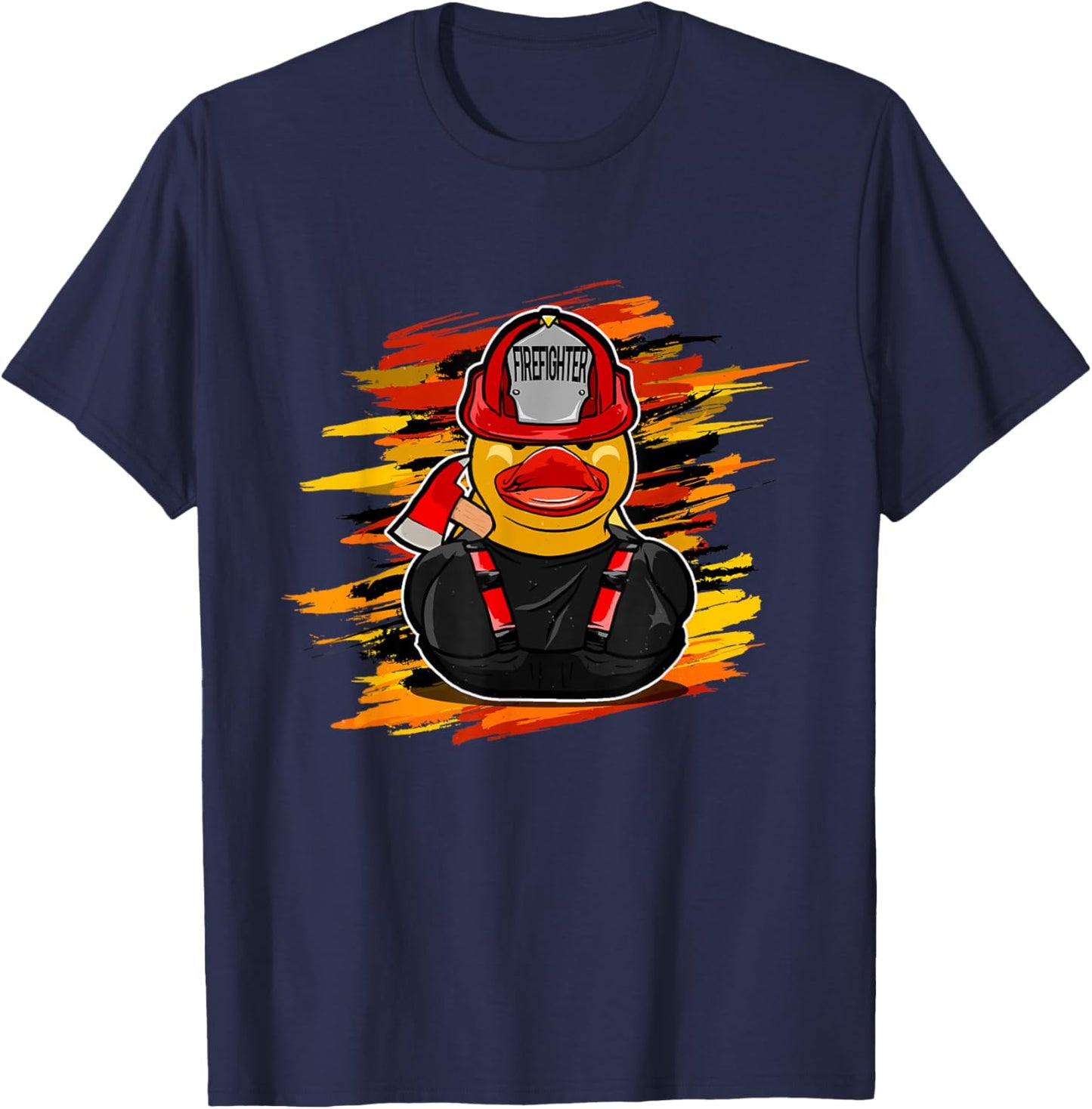 Fire Brigade Duck -Kids Black Firefighter Duck T-Shirt - T-Shirt | Navy