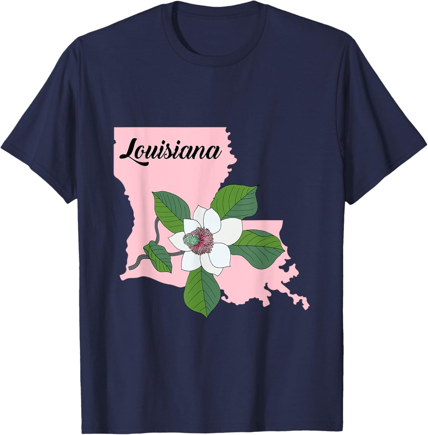 Louisiana Flower Magnolia T-Shirt - T-Shirt | Navy
