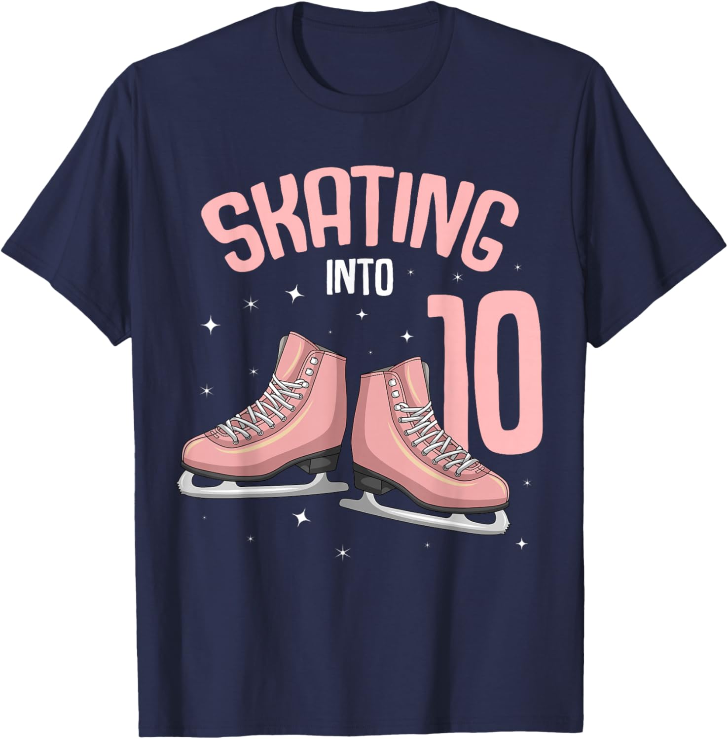 Ice Skating 10th Birthday Girl 10 Years T-Shirt - T-Shirt | Navy