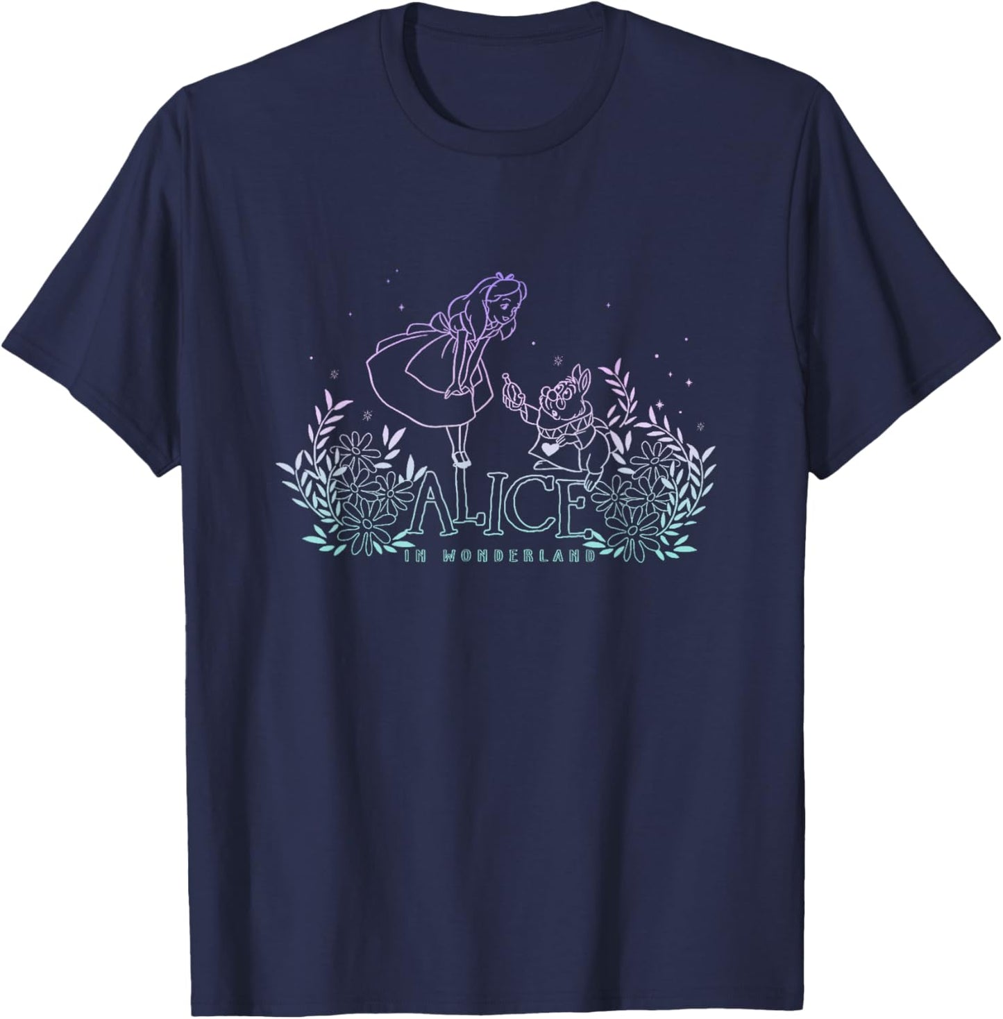 Disney Alice In Wonderland Alice Meets White Rabbit Dark T-Shirt - T-Shirt | Navy