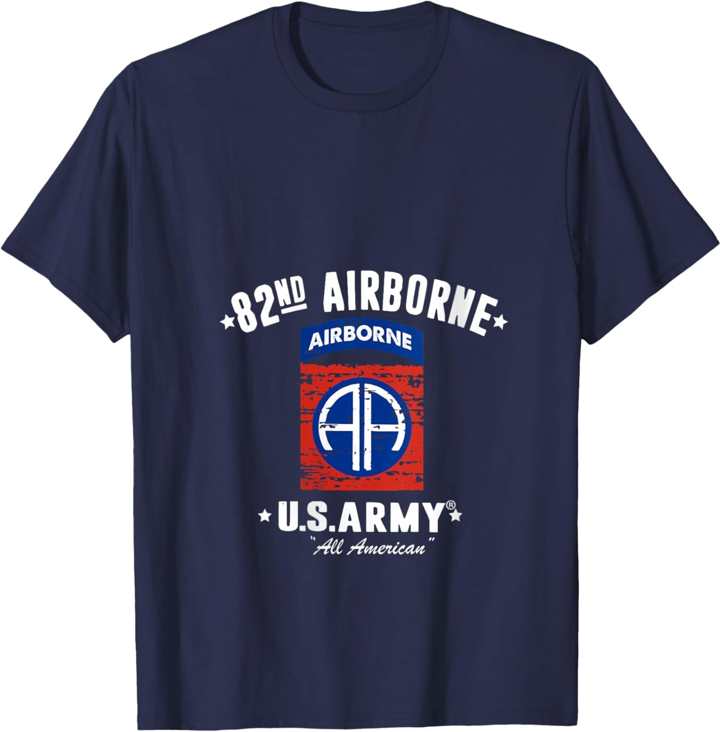 US Army 82nd AIRBORNE Division All American Vintage V-Neck T-Shirt - T-Shirt | Navy