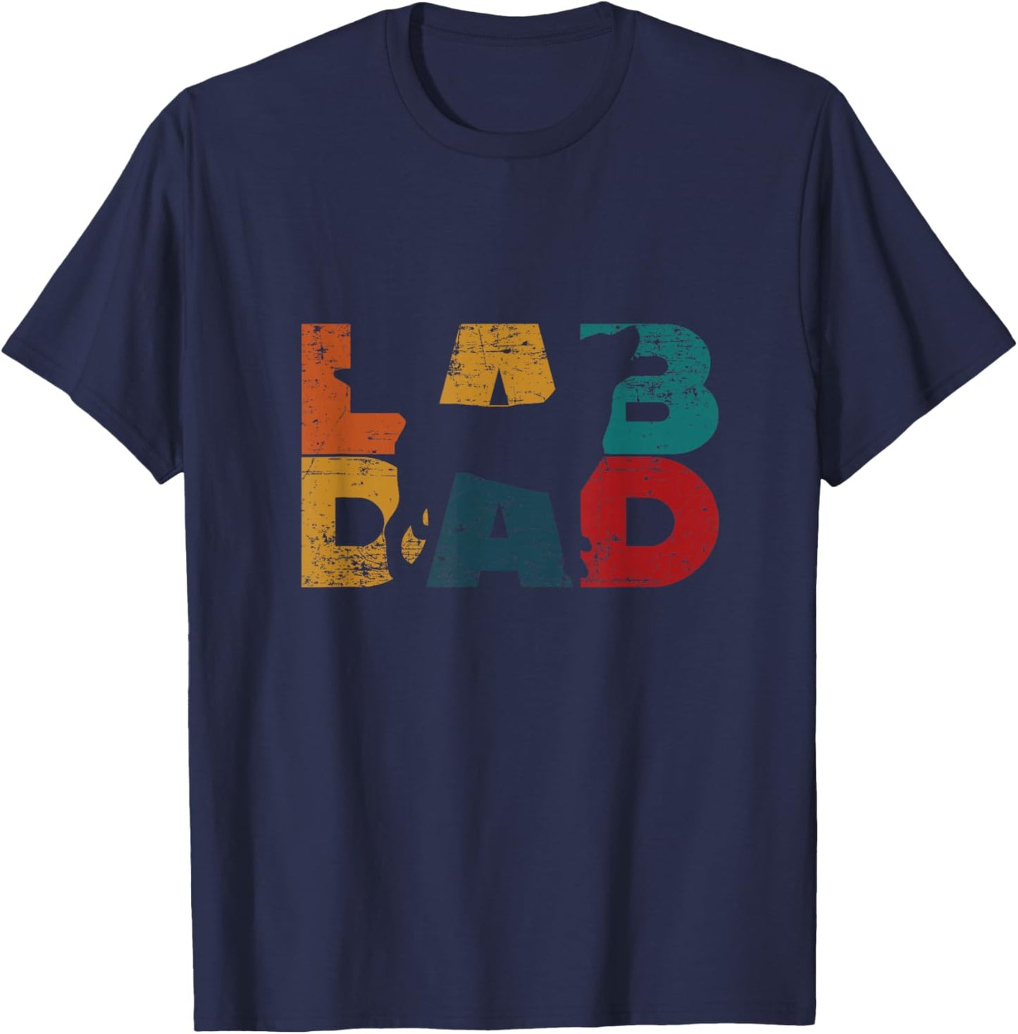 Retro Lab Lover Labrador Black Lab Dad T-Shirt - T-Shirt | Navy