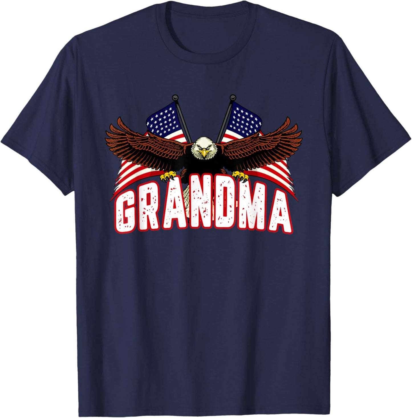 Retro Grandma American Flag Bald Eagle Patriotic 4th of July Men T-Shirt - T-Shirt | Navy