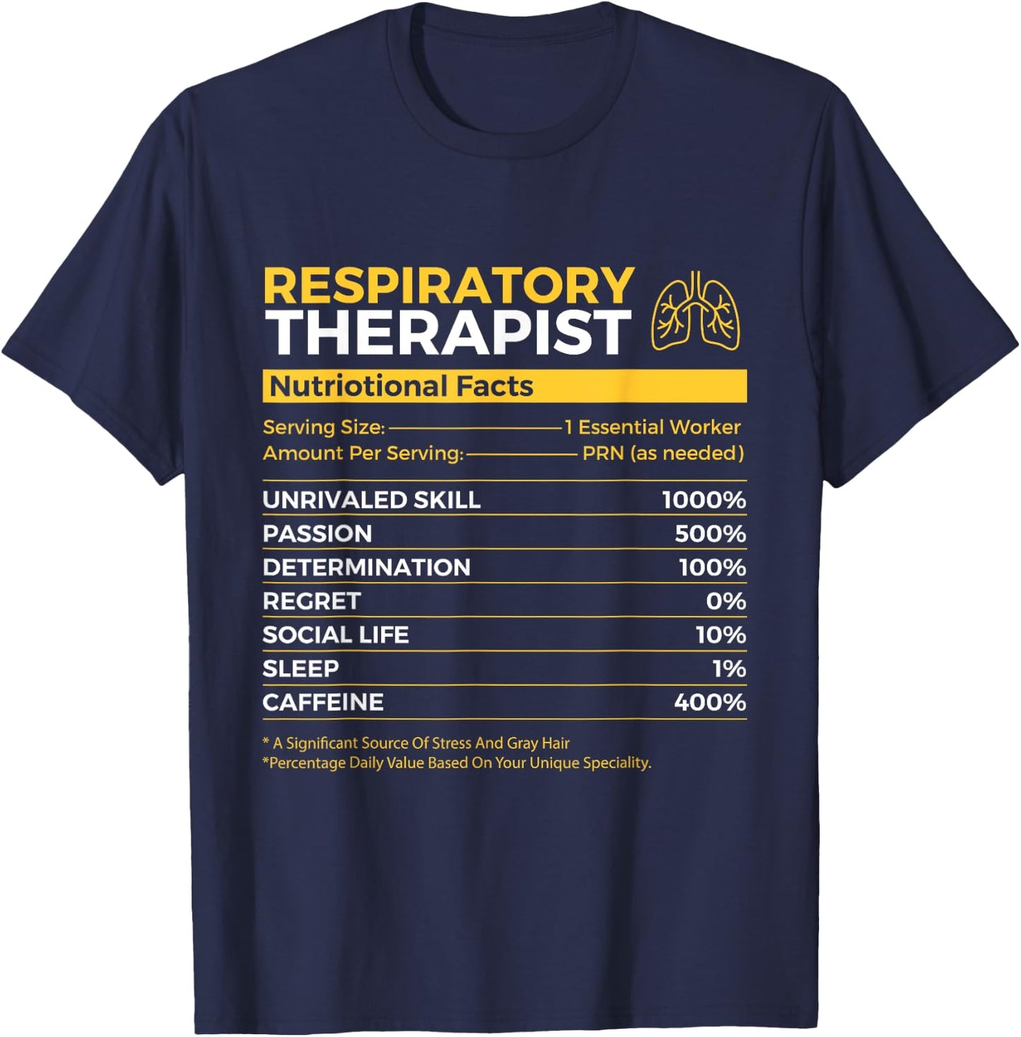 Respiratory Therapist - Lungs Respiratory Therapy T-Shirt - T-Shirt | Navy