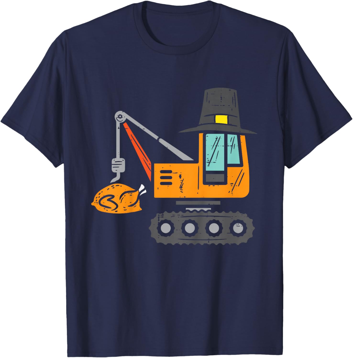 Pilgrim Crane Turkey Thanksgiving Truck Toddler Boys Kids T-Shirt - T-Shirt | Navy