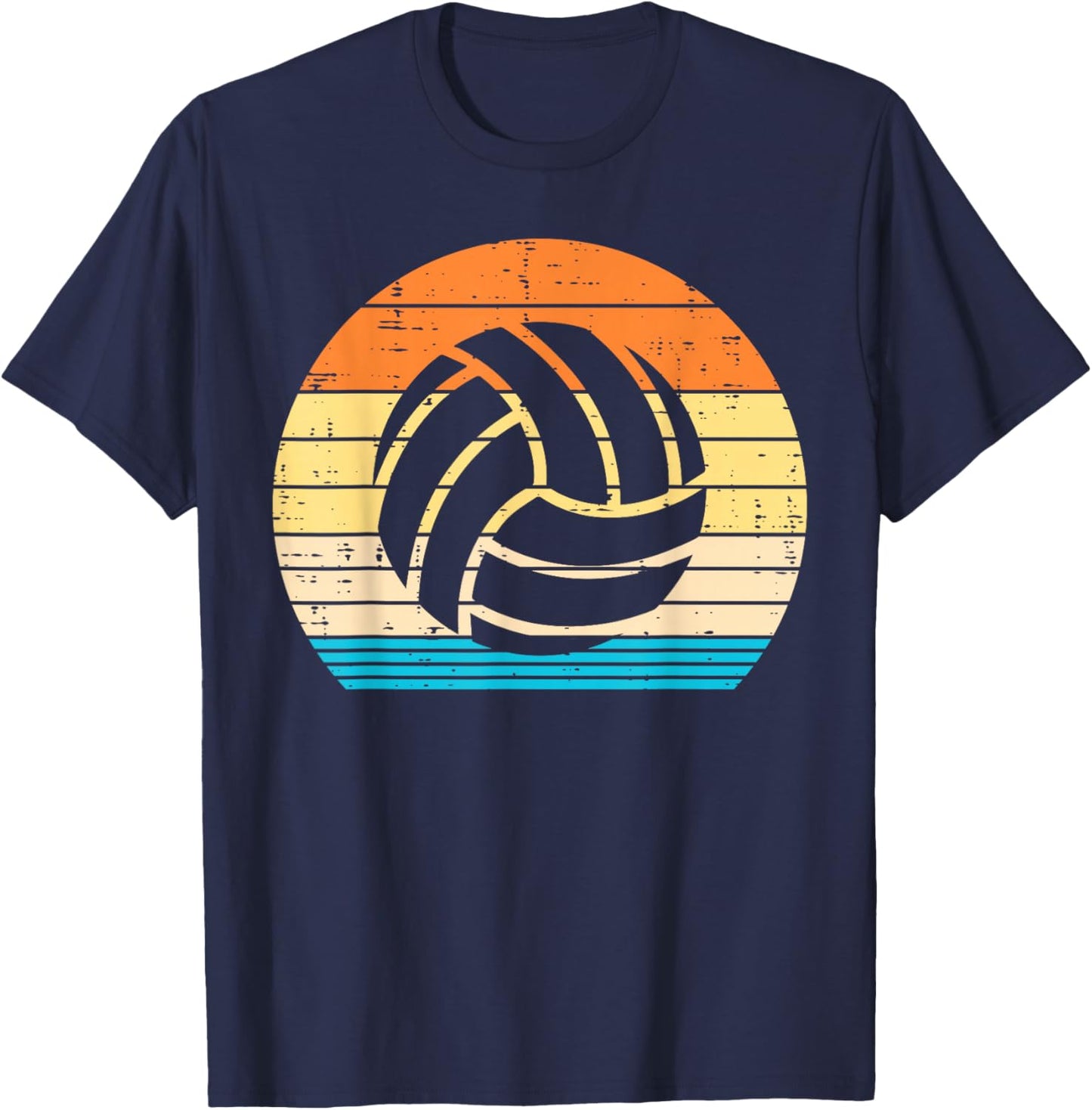 Volleyball Silhouette Retro Coach Player Men Women Kids T-Shirt - T-Shirt | Navy