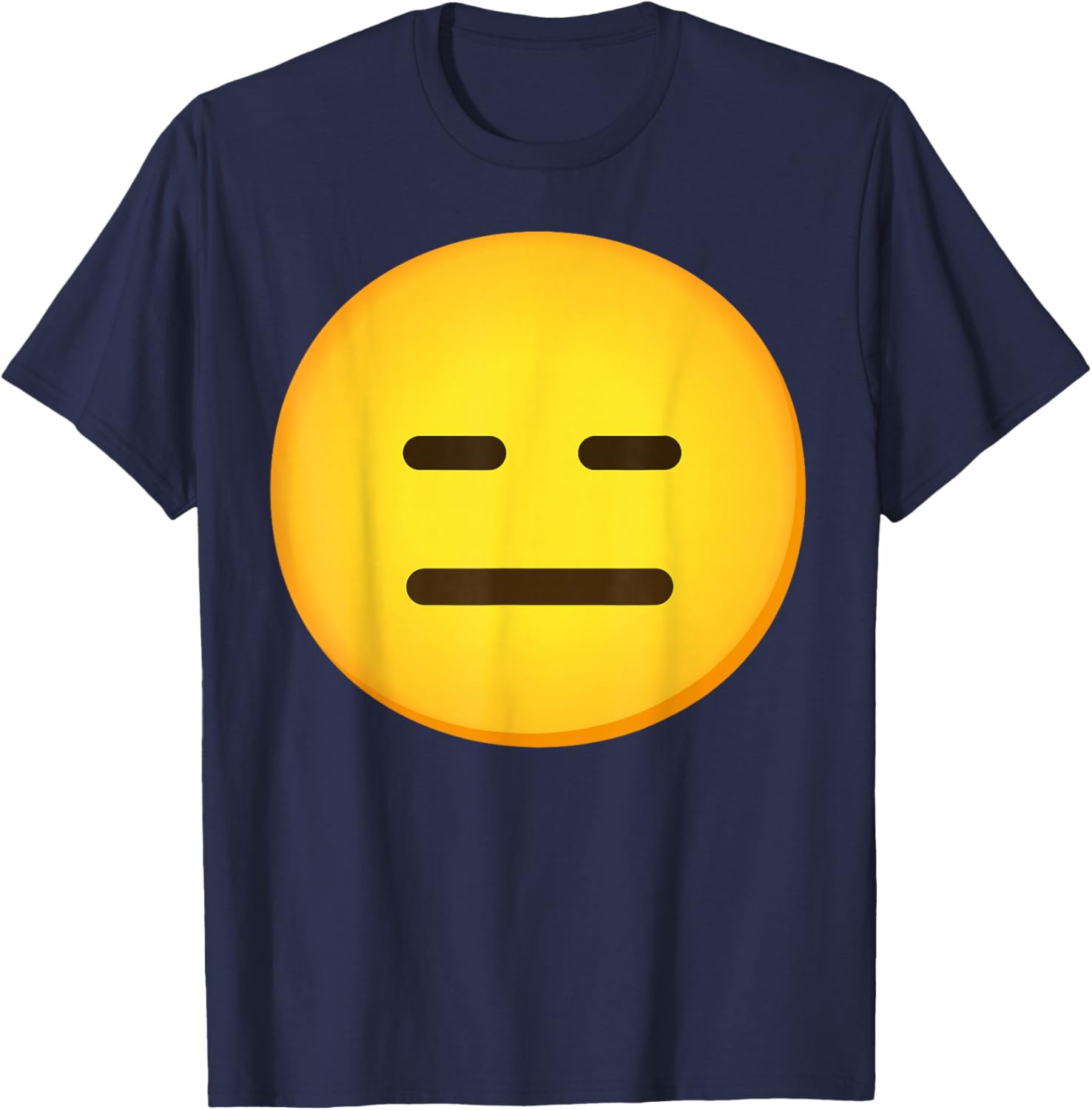 Emoticon Expressionless Face With Straight Mouth Gift T-Shirt - T-Shirt | Navy