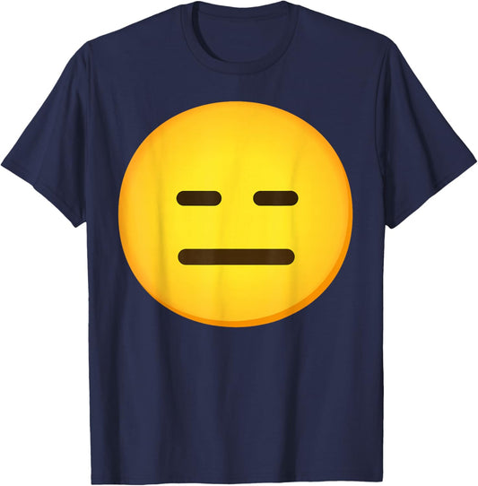Emoticon Expressionless Face With Straight Mouth Gift T-Shirt - T-Shirt | Navy