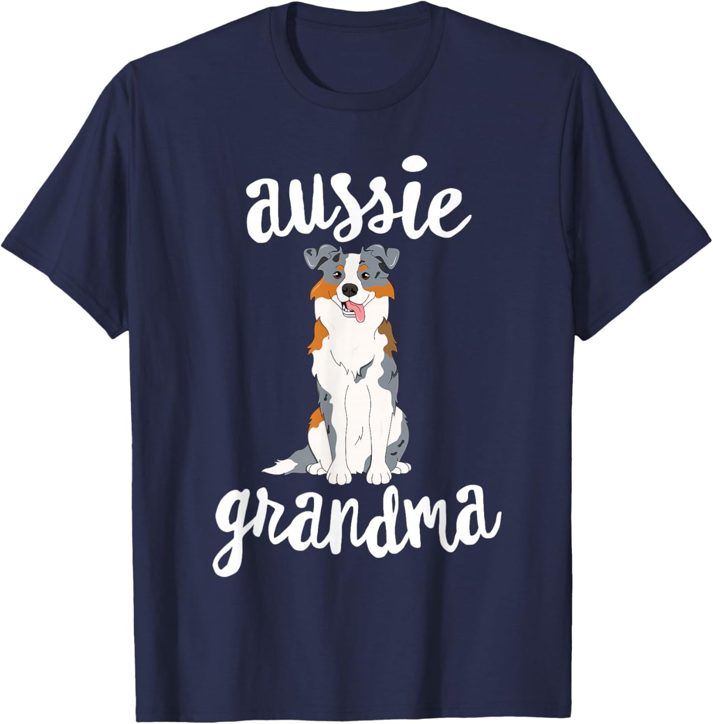 Blue Merle Australian Shepherd Grandma Aussie Dog Grand Maw Women Girls Kids T-Shirt - T-Shirt | Navy