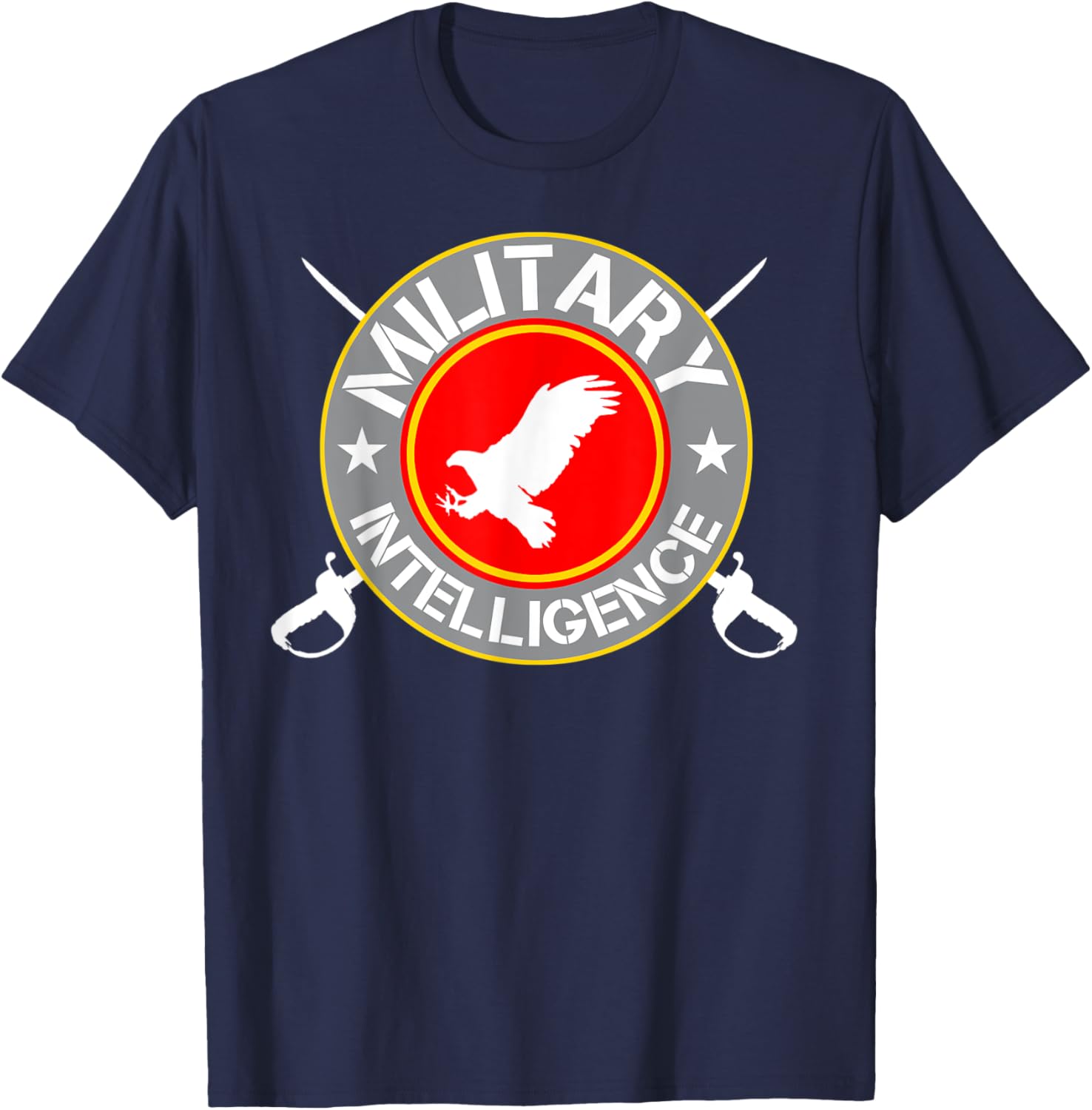 Military Intelligence Logo Top Eagle Crossing Swords T-Shirt - T-Shirt | Navy
