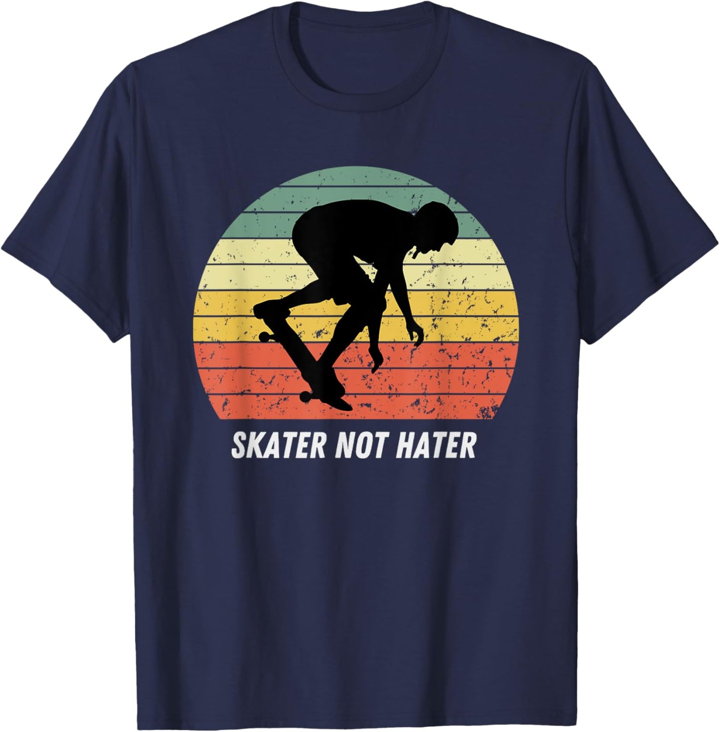 Skate Not Hate Pro Skateboarders Sunset Longboard Skateboard T-Shirt - T-Shirt | Navy