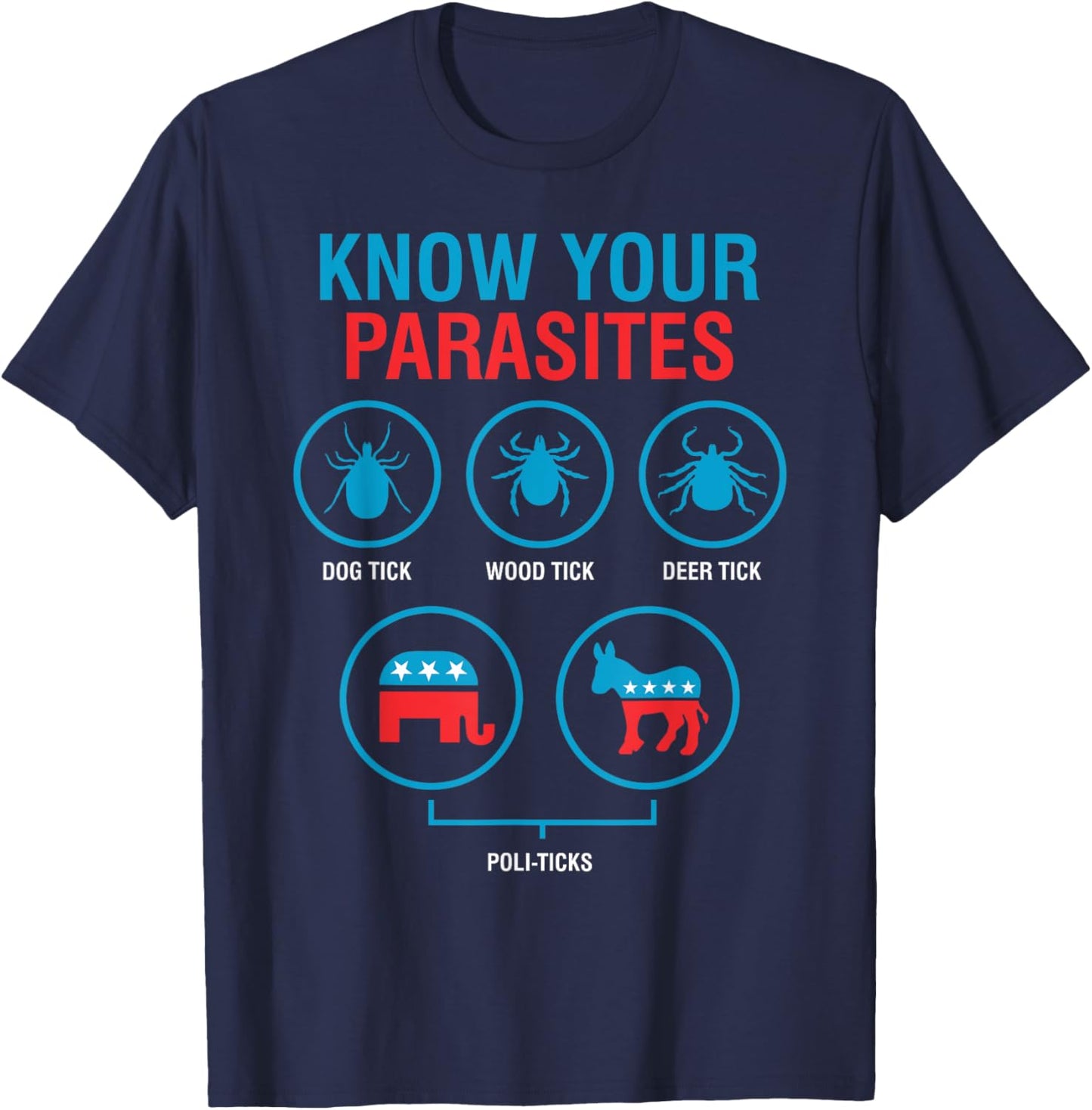 Know Your Parasites Patriotic American Funny T-Shirt - T-Shirt | Navy