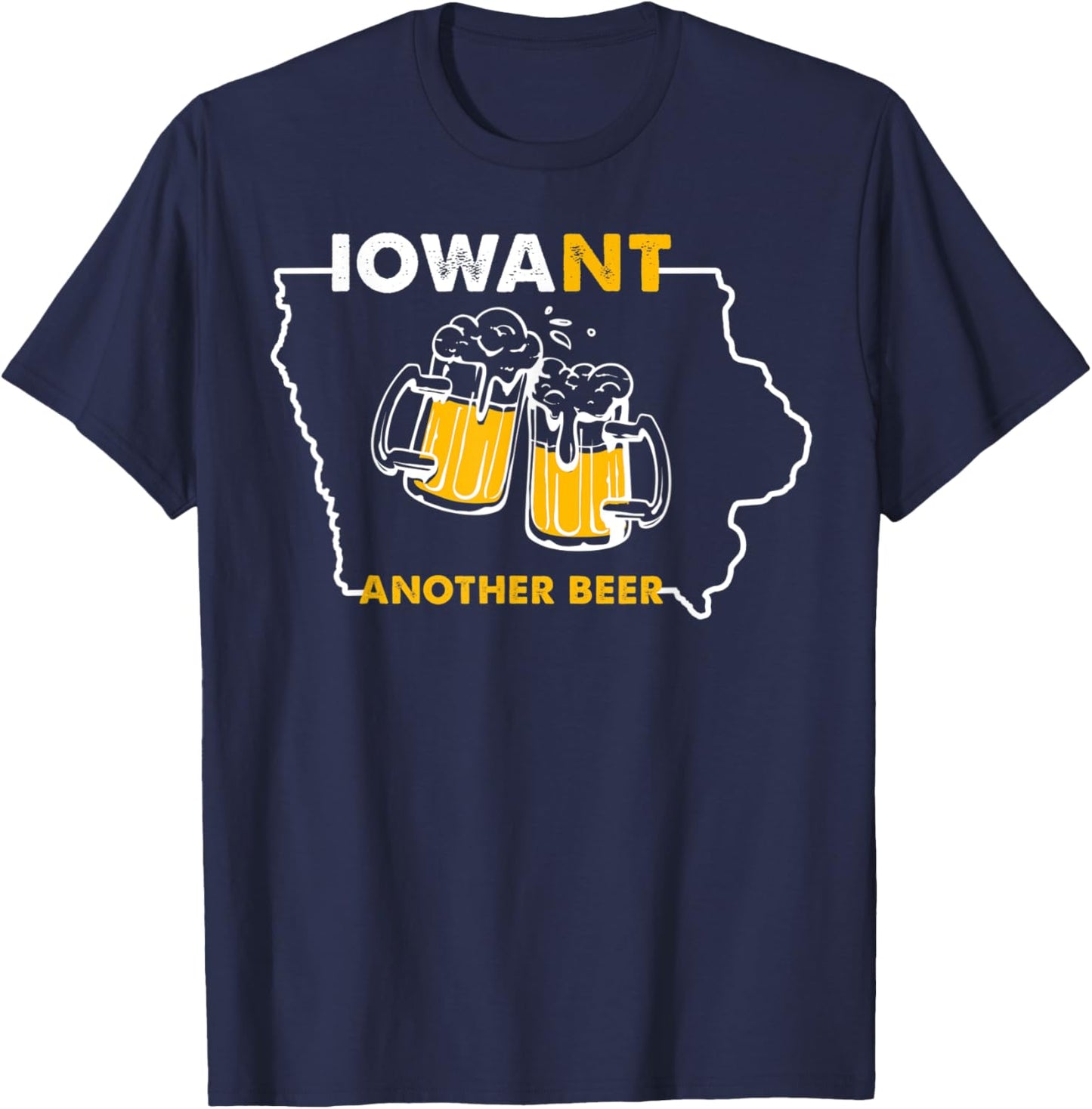 Funny Iowa Beer Shirt-Distressed Iowa State Map T-Shirt - T-Shirt | Navy