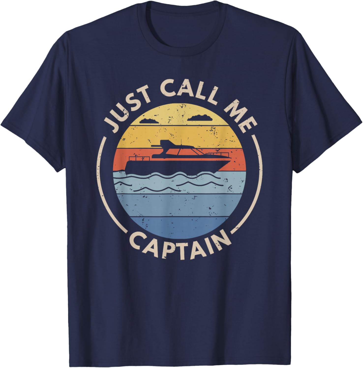 Retro Vintage Boat Just Call Me Captain T-Shirt - T-Shirt | Navy