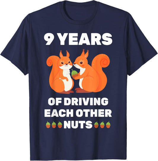9th 9-Year Wedding Anniversary Funny Couple Her T-Shirt - T-Shirt | Navy