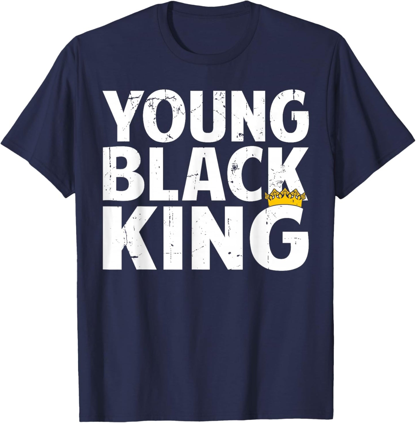 Young Black King - Afro American Black Heritage Afro Boys T-Shirt - T-Shirt | Navy