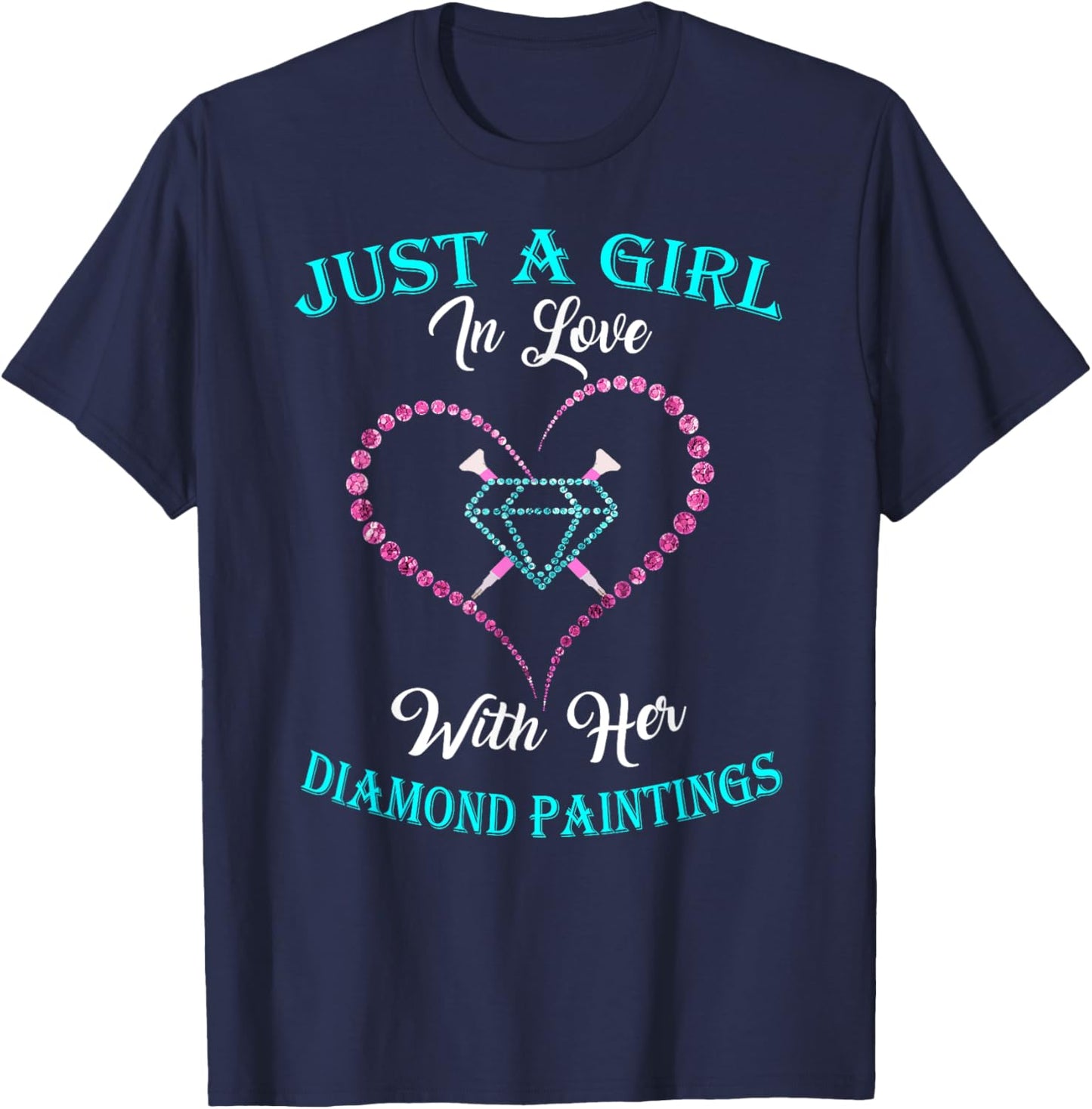 Just Girl With Diamond Painting For Diamond Painting Lover T-Shirt - T-Shirt | Navy