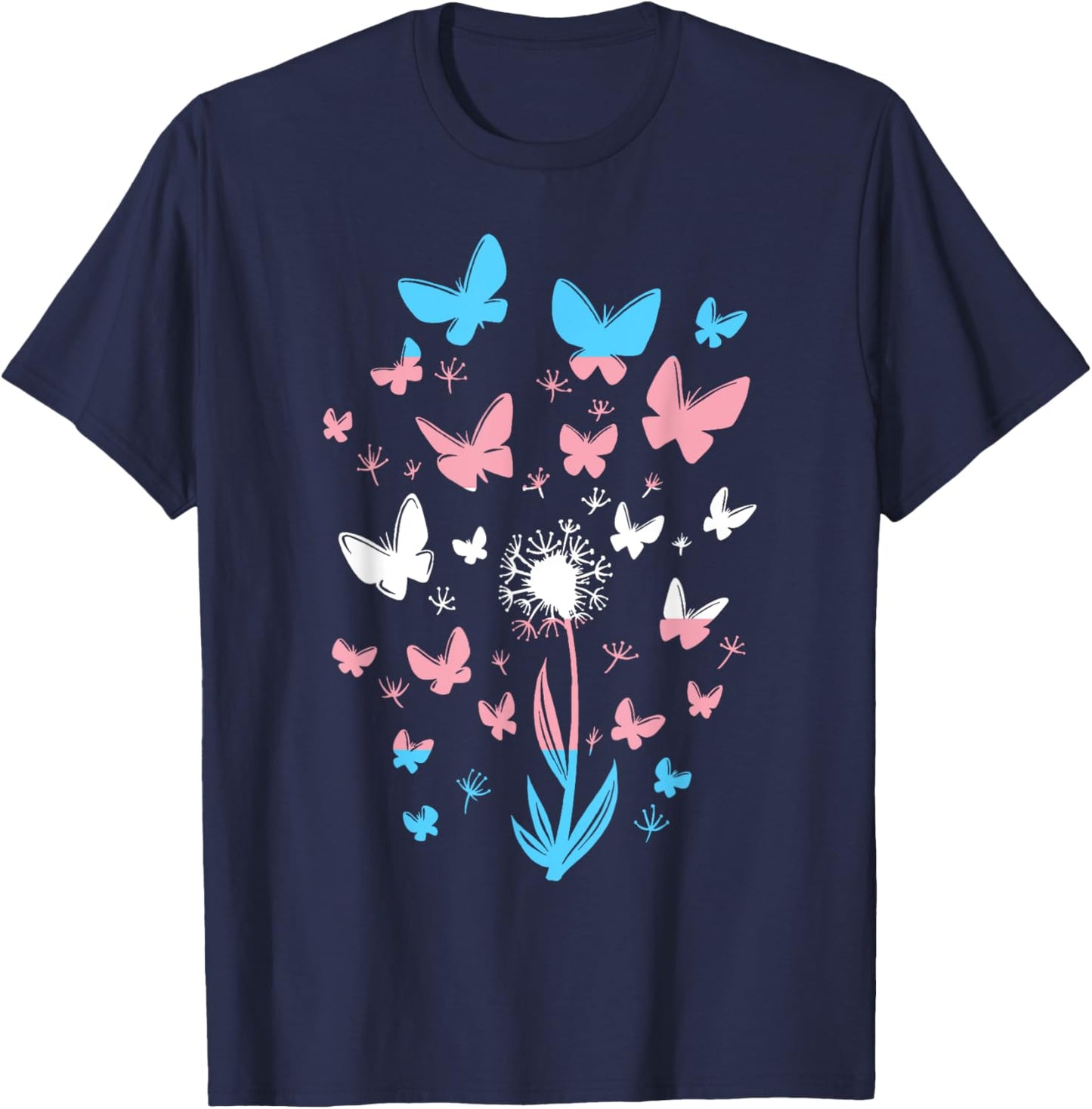 Transgender Petals Flowers Butterflies Transsexual Flag T-Shirt - T-Shirt | Navy