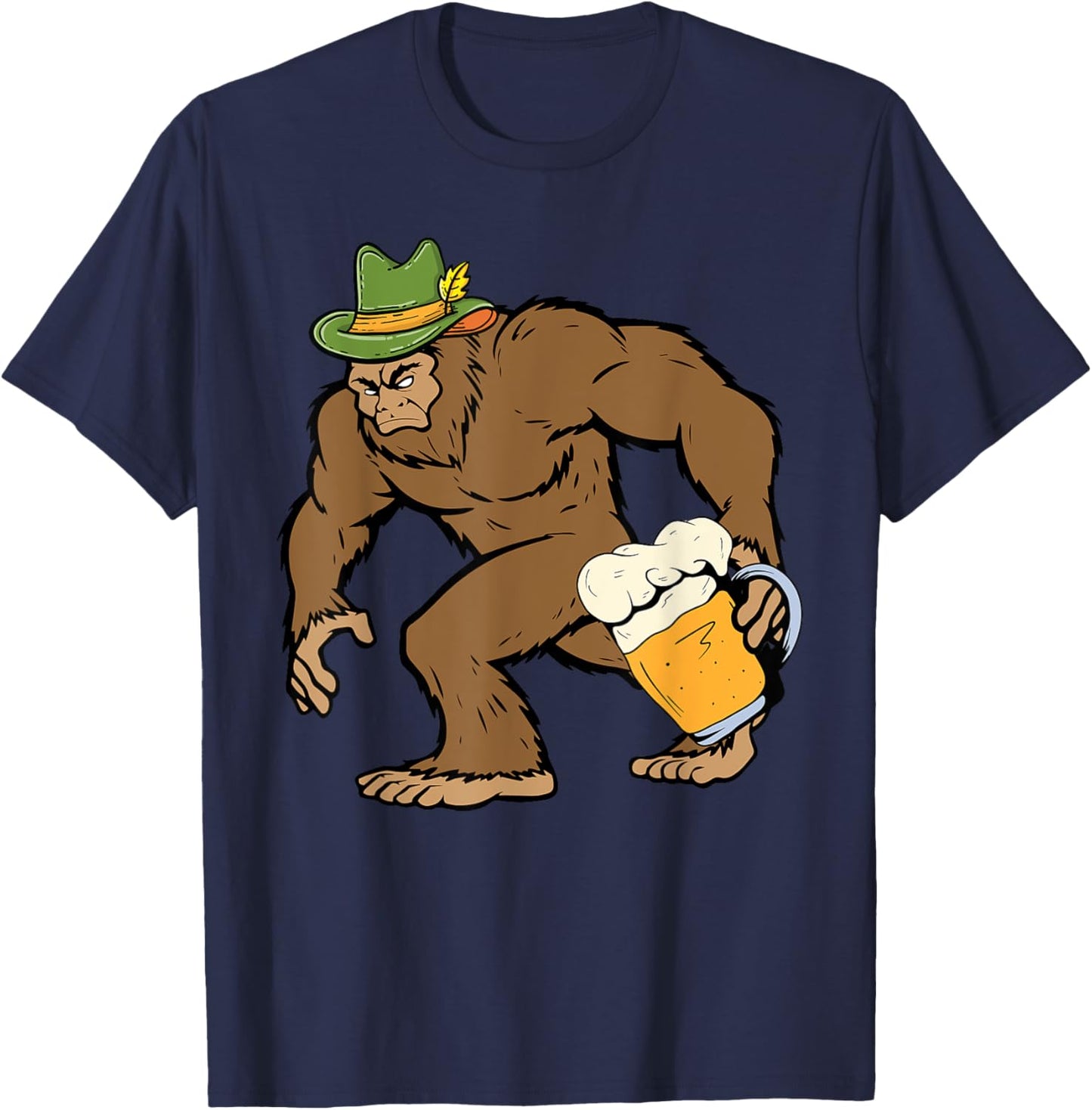 Bigfoot Oktoberfest Funny Sasquatch German Festival T-Shirt - T-Shirt | Navy