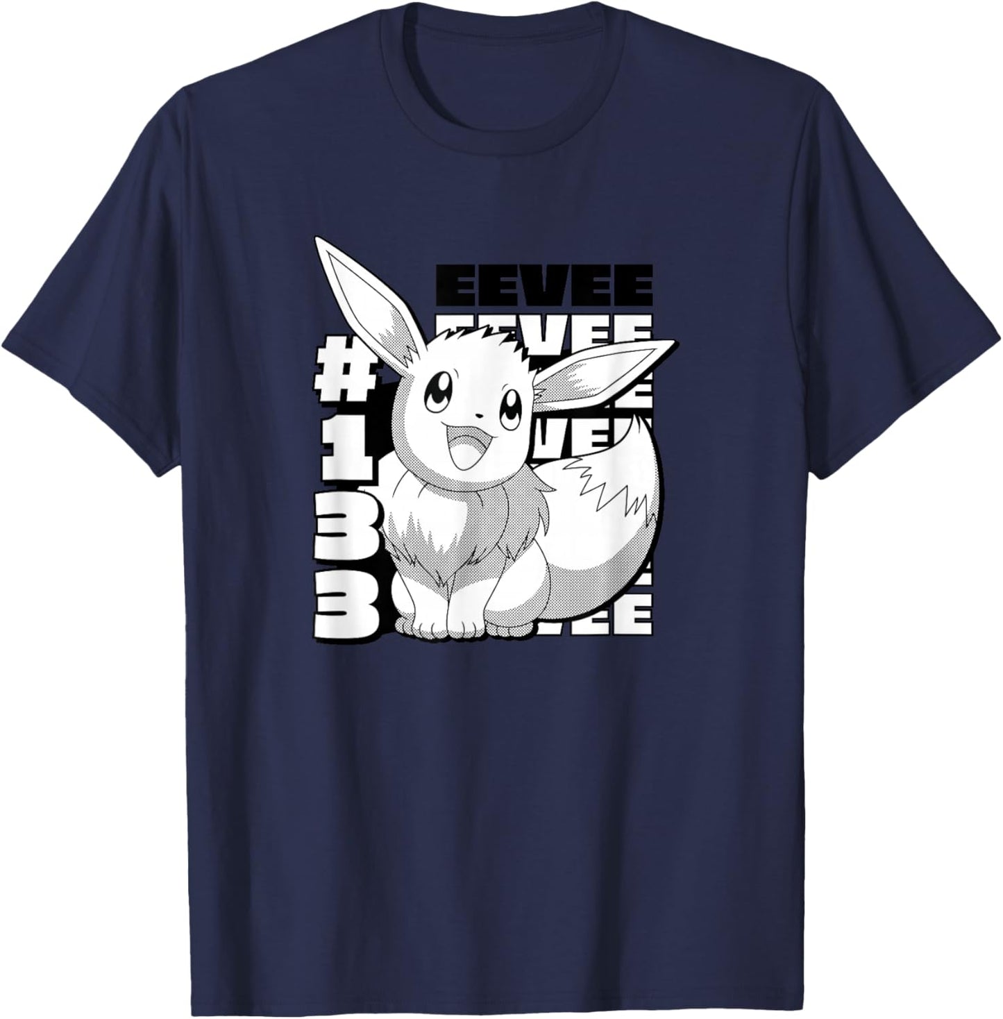 Pokemon Eevee Panel , Boys, -Adults, -Kids, Grey, S, Short Sleeve T-Shirt - T-Shirt | Navy