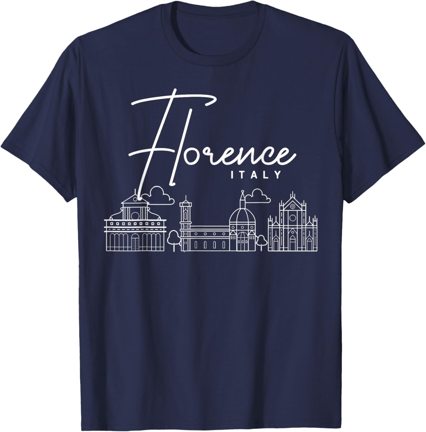 Florence Italy City Skyline Map Travel T-Shirt - T-Shirt | Navy