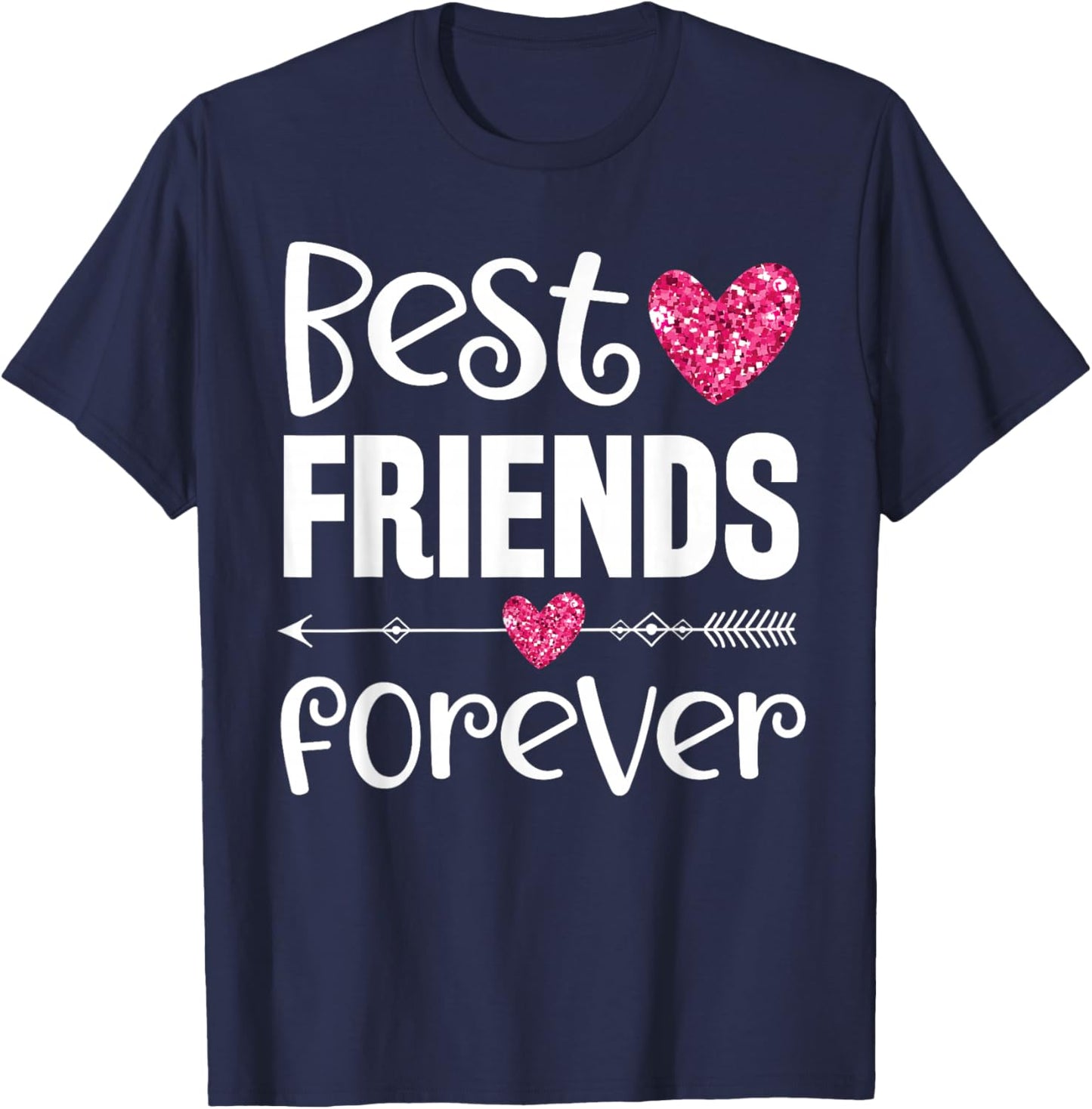Best friends forever pink heart T-Shirt - T-Shirt | Navy