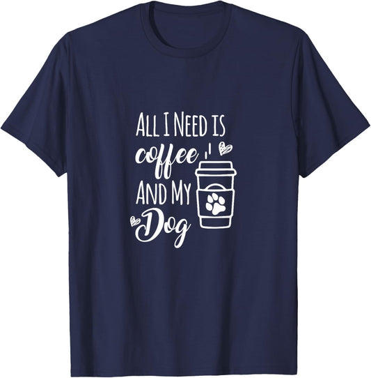 All I Need Is Coffee And My Dogs Dog lover Men Women Kids T-Shirt - T-Shirt | Navy