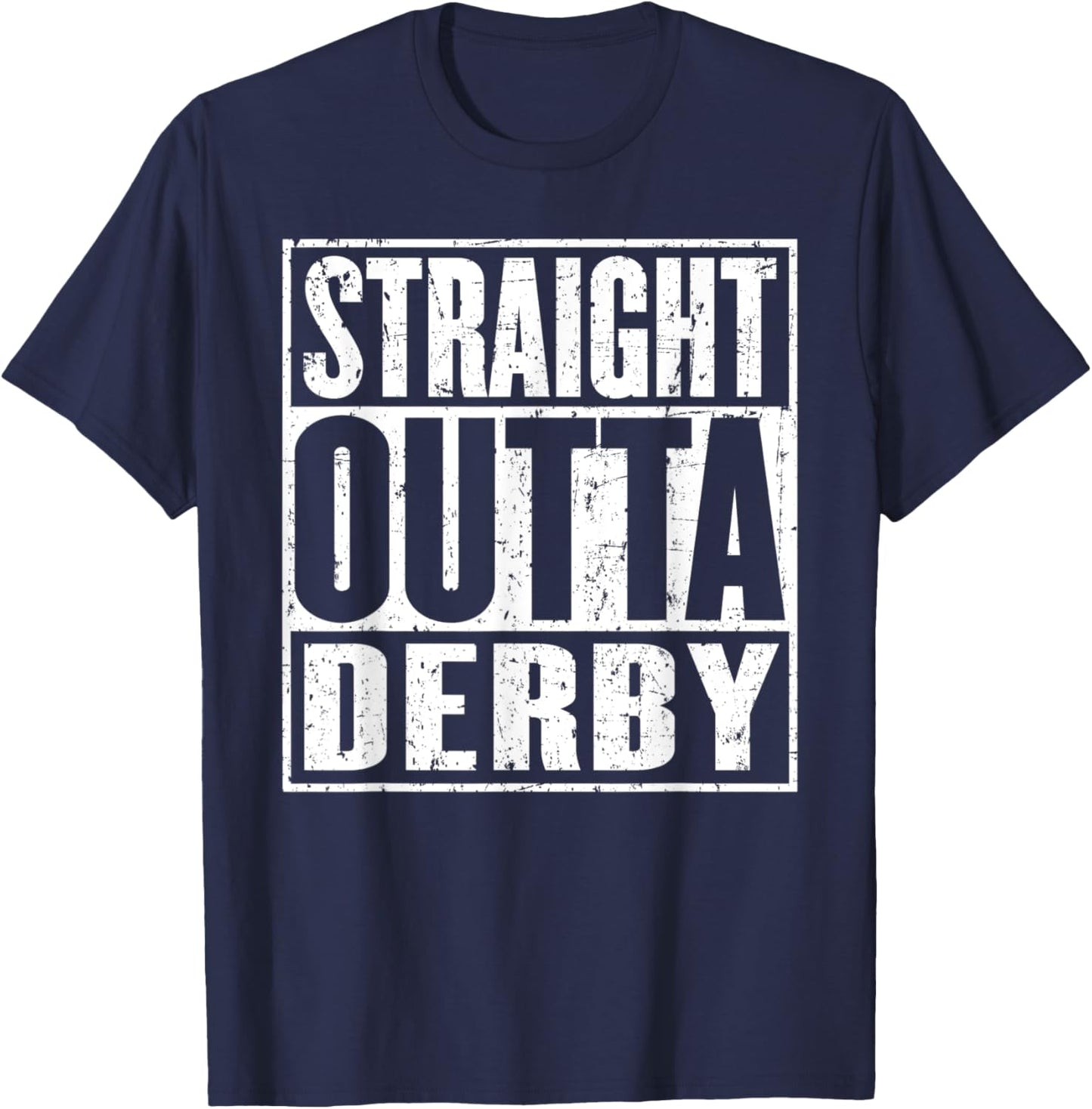 Straight Outta Derby Vintage Distressed T-Shirt - T-Shirt | Navy