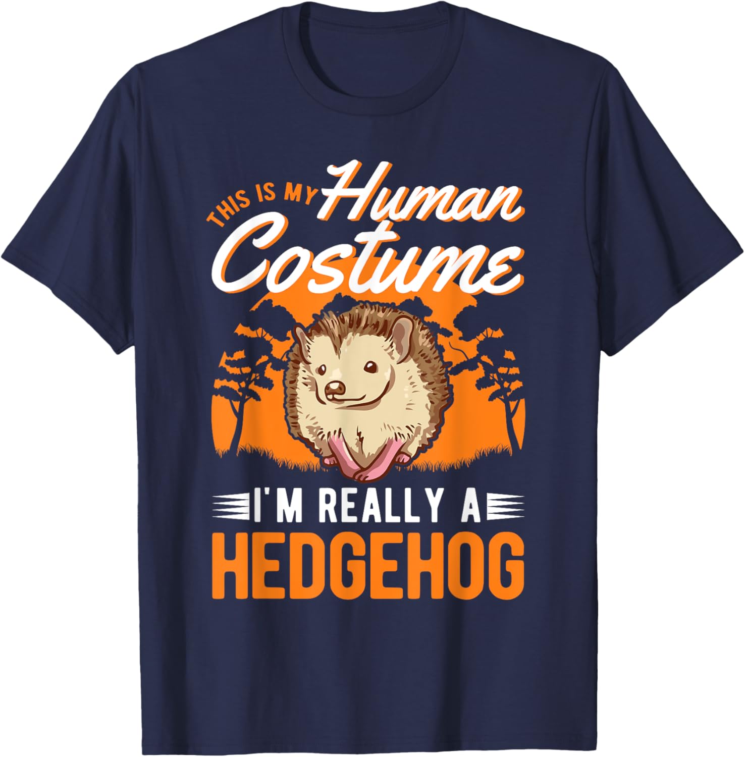 Hedgehog Human Costume Halloween Hedgehog T-Shirt - T-Shirt | Navy