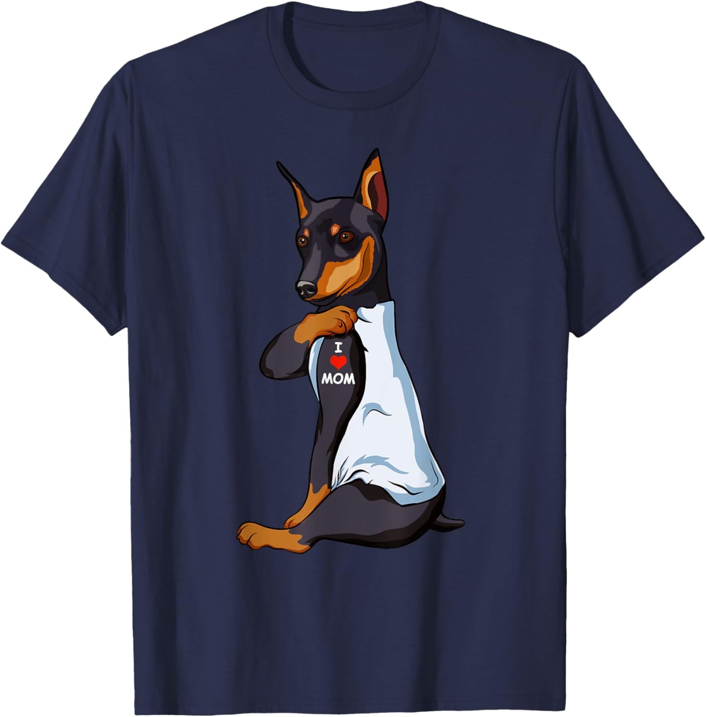 I Love Mom Tattoo Manchester Terrier Mom Dog Lover Women T-Shirt - T-Shirt | Navy