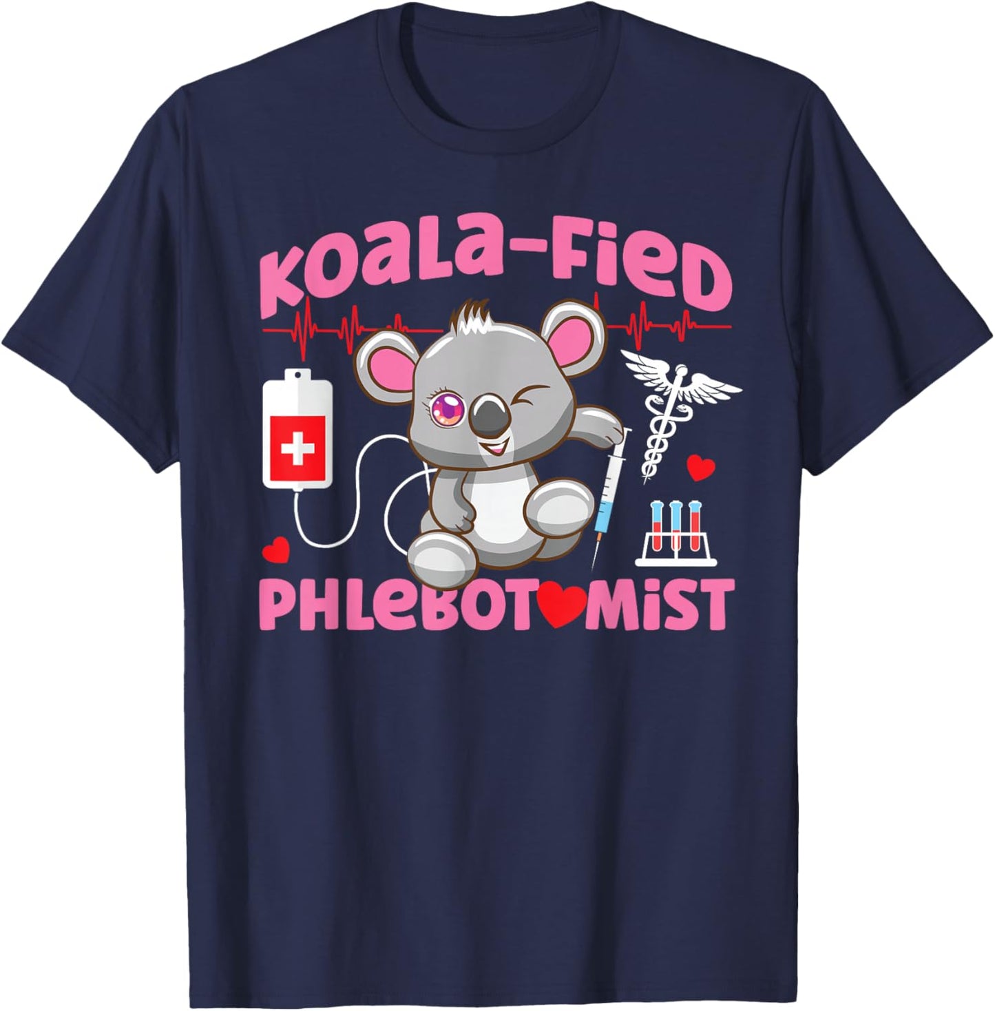 Phlebotomist Tech Technician Koala T-Shirt - T-Shirt | Navy